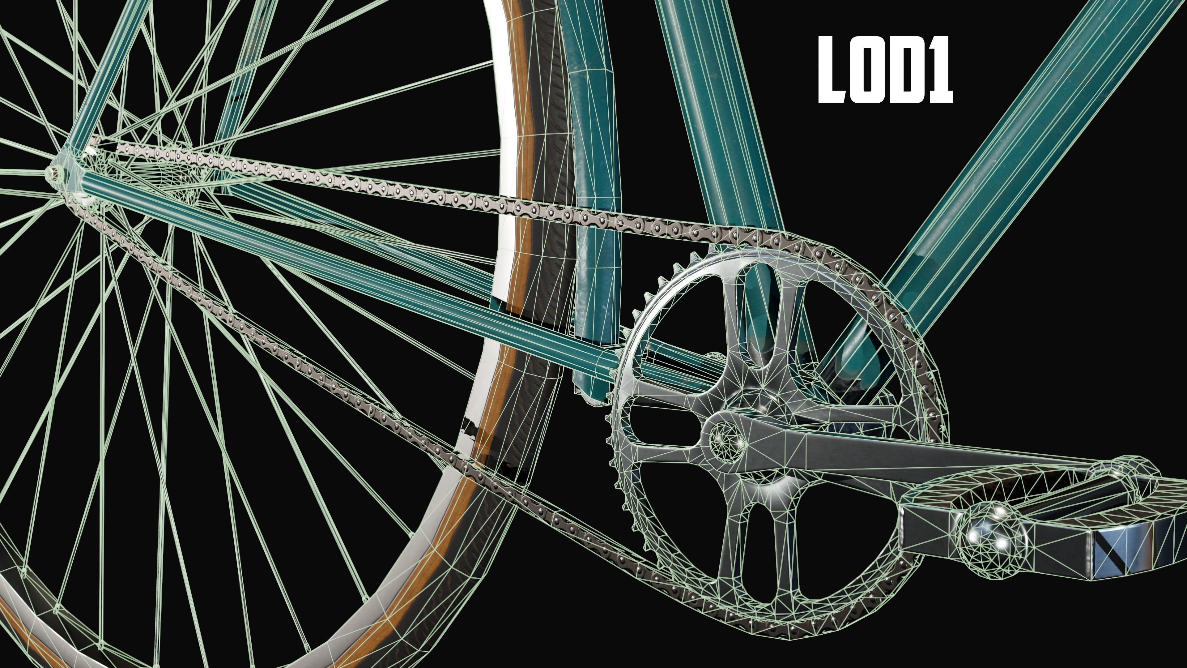Bicycle Vintage - PBR Game Ready Low-poly 3D model_12