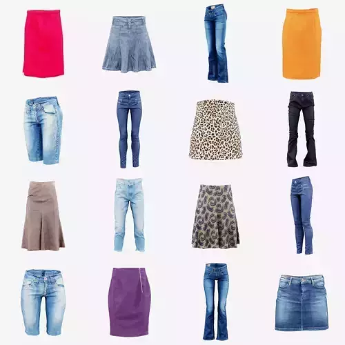 12 Pants and Skirts Low-poly 3D model