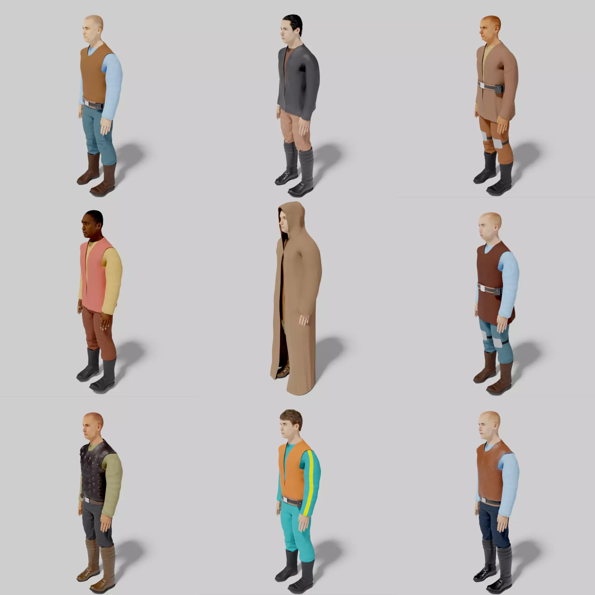 Sci-Fi Character Collection- rigged and animated Low-poly 3D model_0