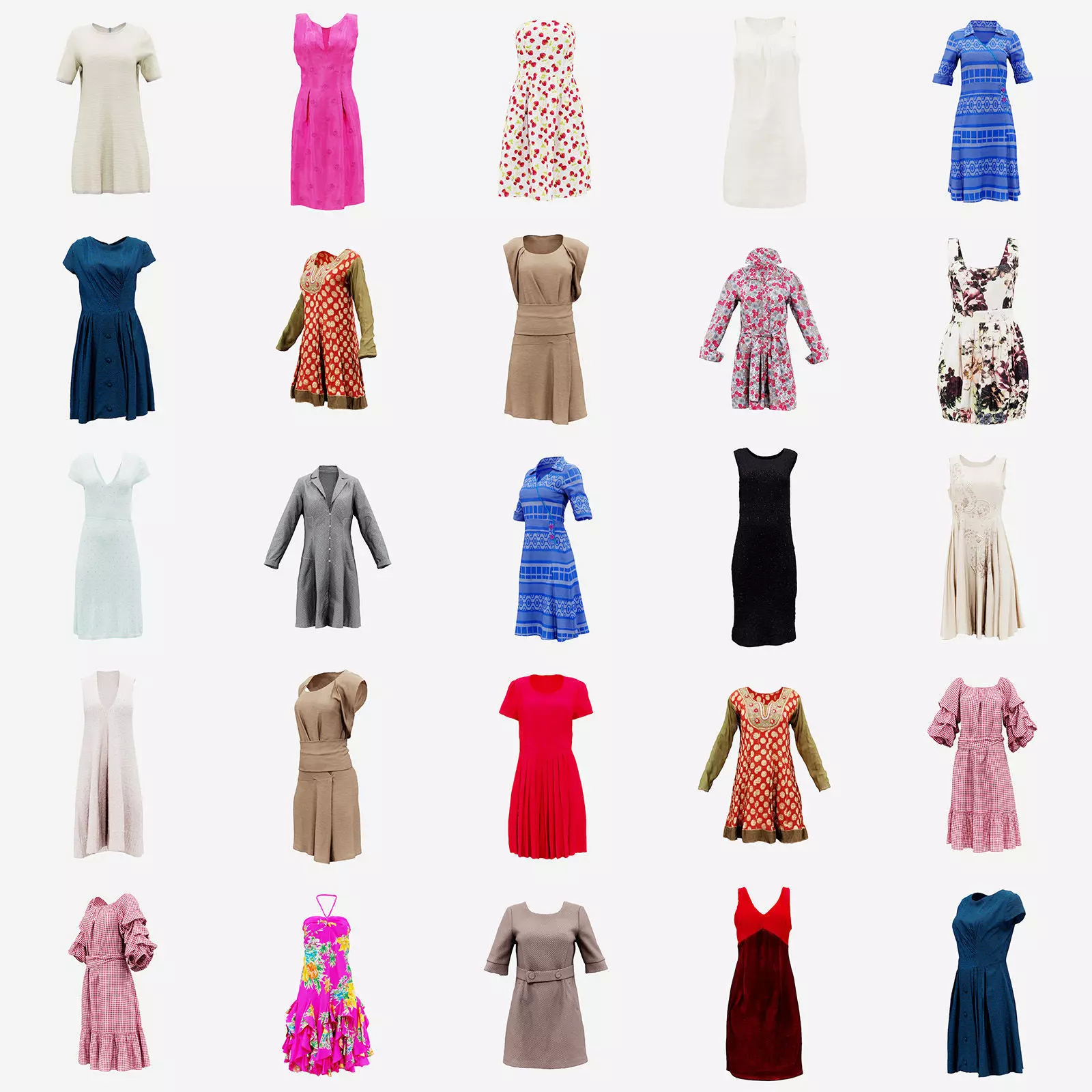 20 Dresses Low-poly 3D model_0