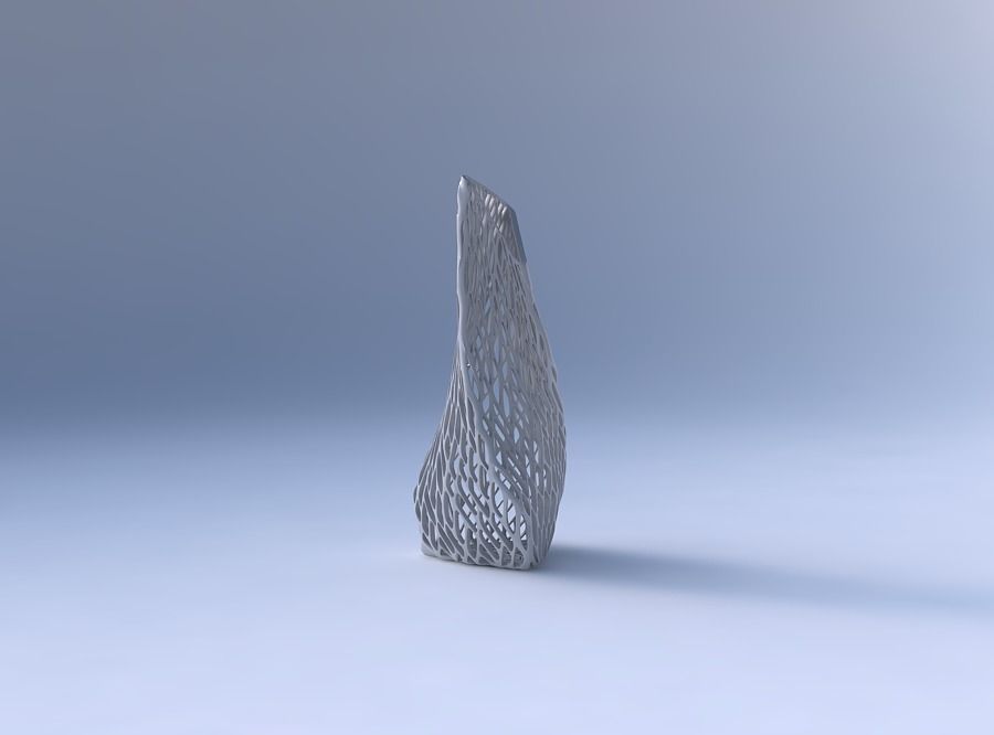 Vase twist puffy tipped triangle with lattice tiles  3D print model_4