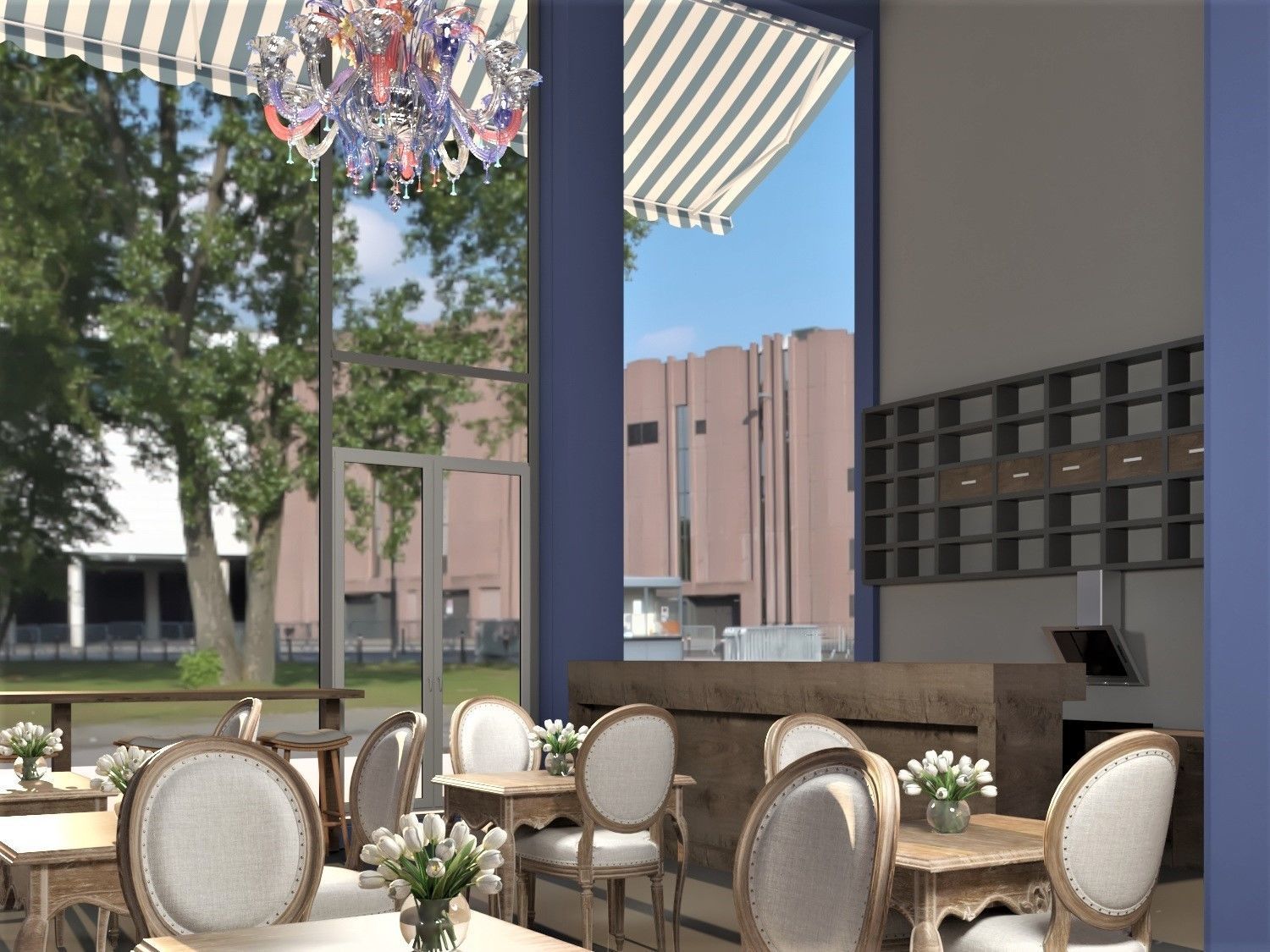 Cafe interior design classic 3D model_1