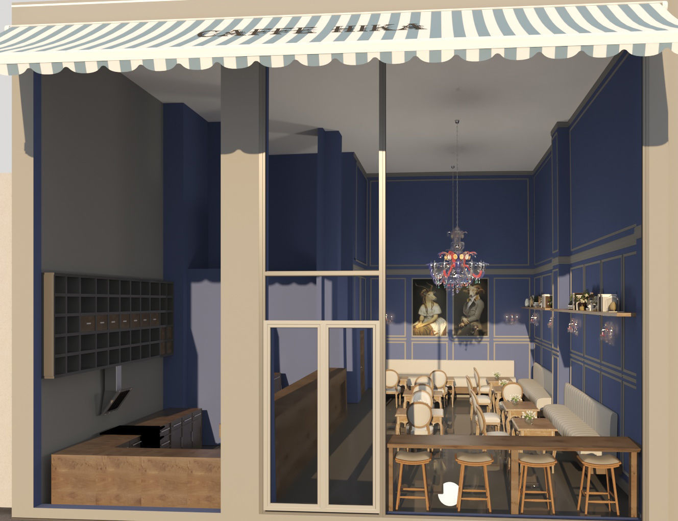 Cafe interior design classic 3D model_2