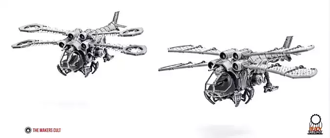Dark Techno Odonatopter Gunship 3D print model