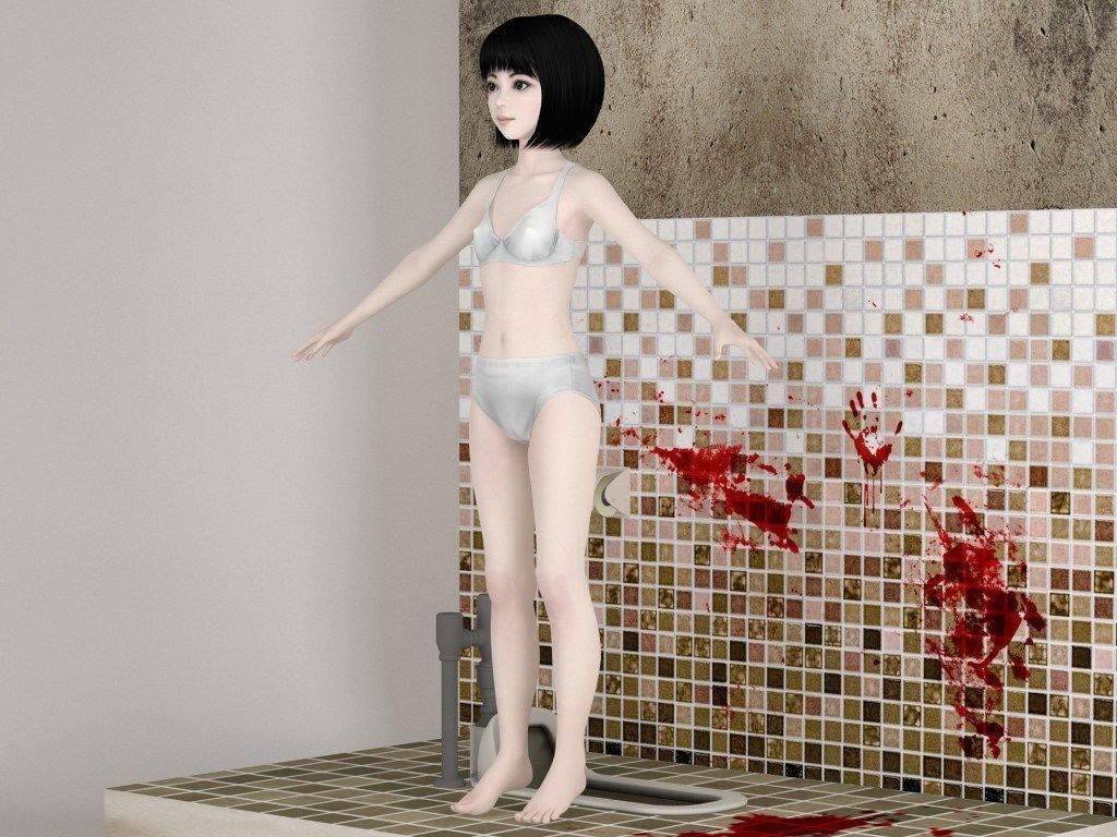 T pose rigged model of Hanako-san 3D model_9