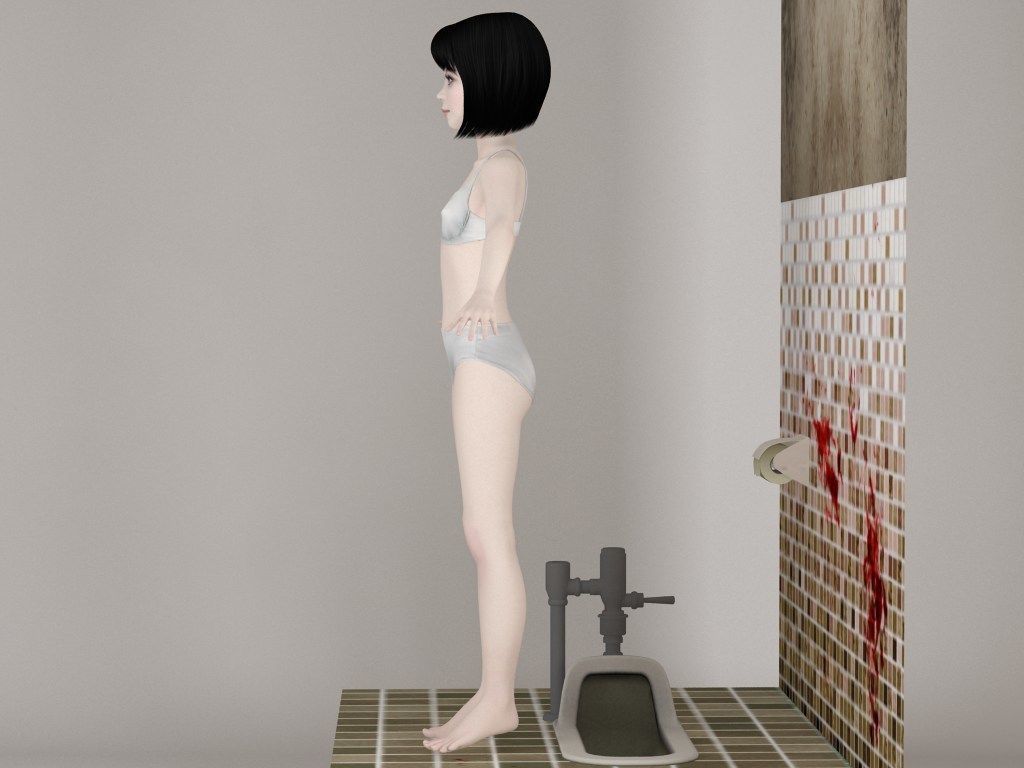 T pose rigged model of Hanako-san 3D model_12