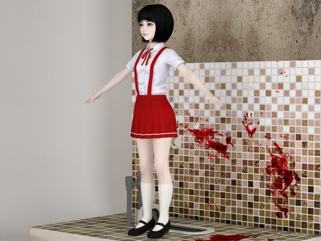 T pose rigged model of Hanako-san 3D model_8