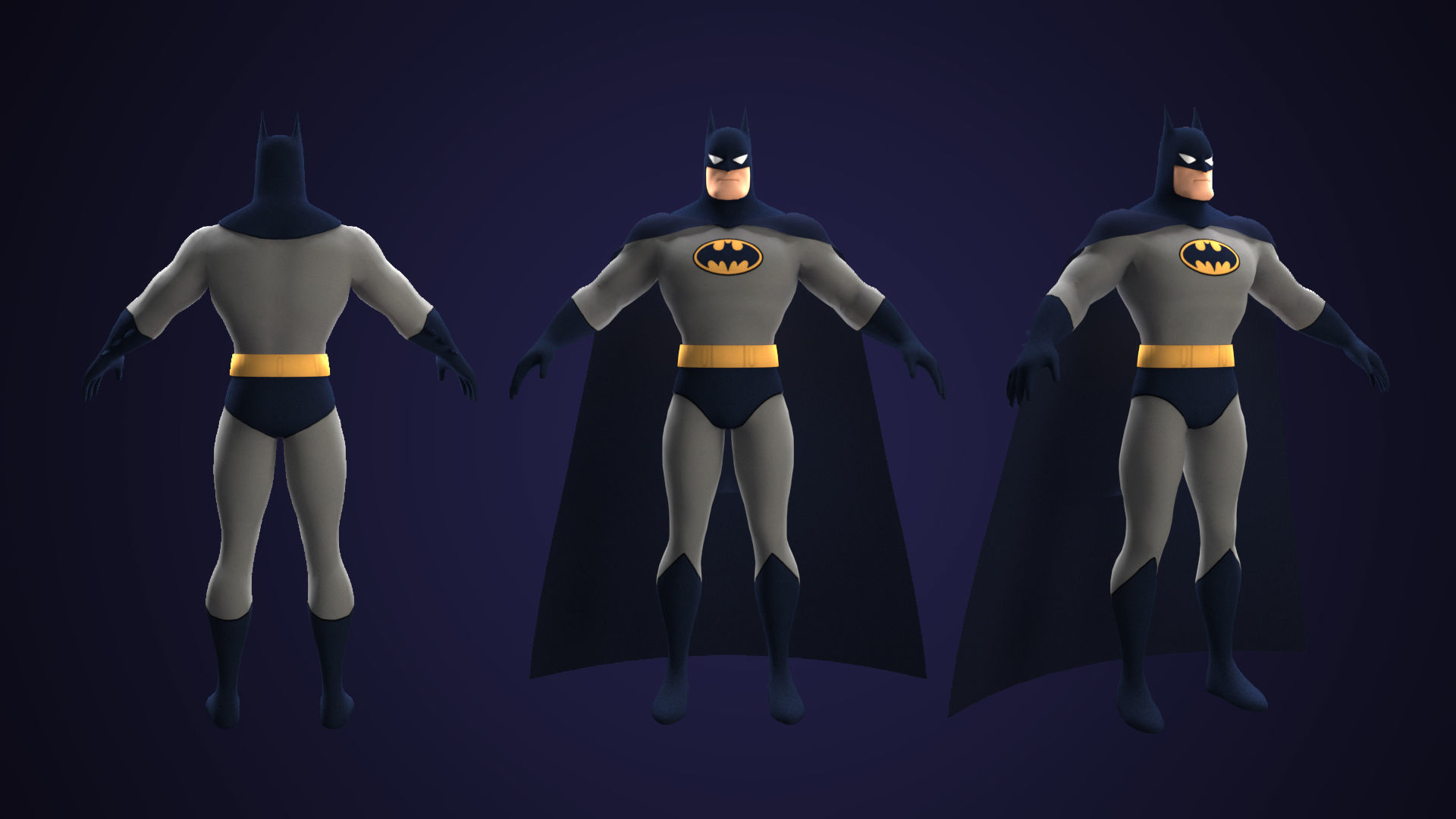 Batman Animated Series Rigged Low-poly 3D model_1