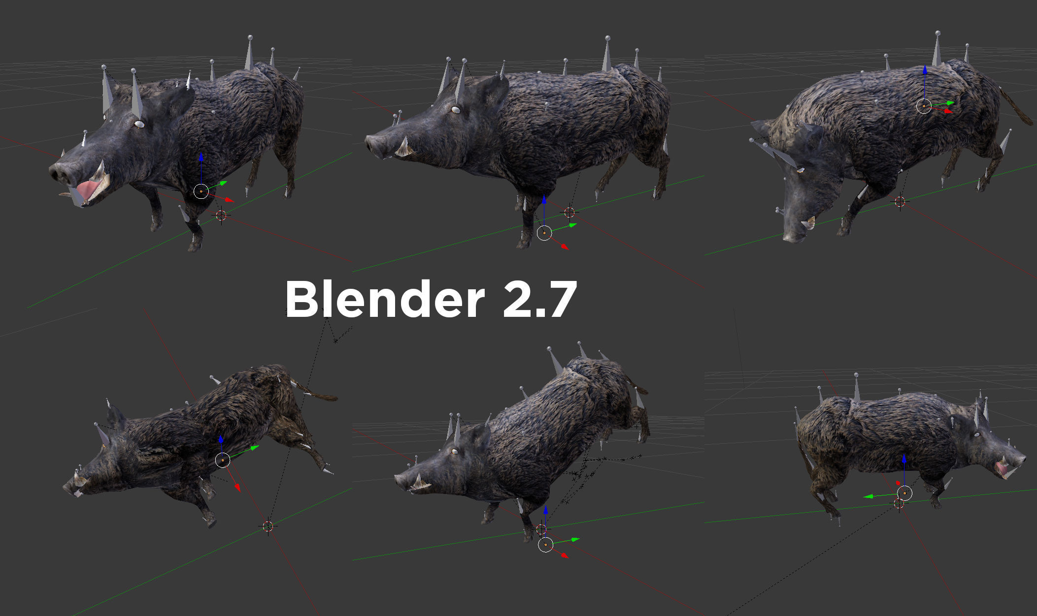 3D Wild Boar Rigged and Animated  Low-poly 3D model_17