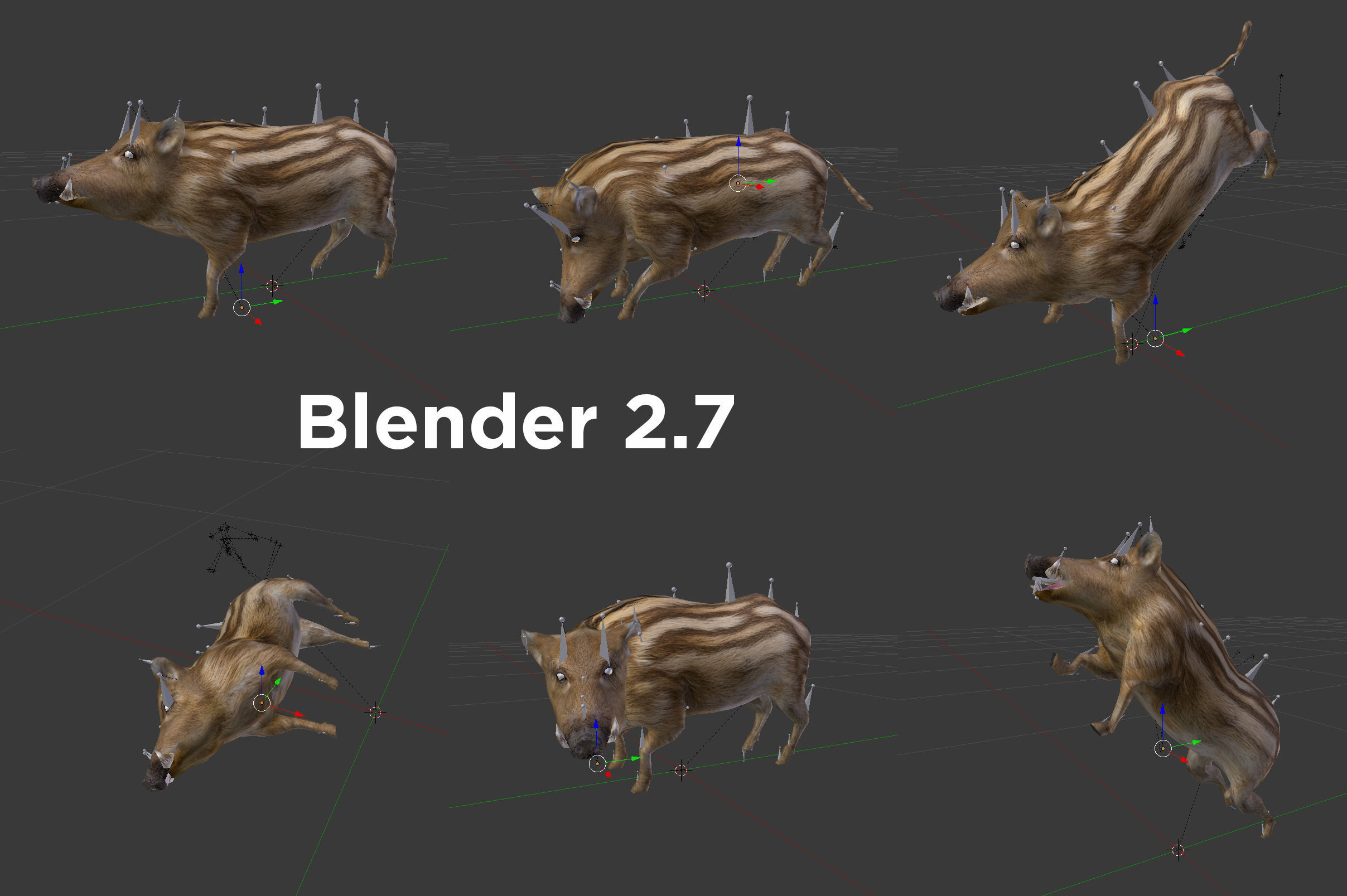 3d Boar Rigged and Animated model Low-poly 3D model_27