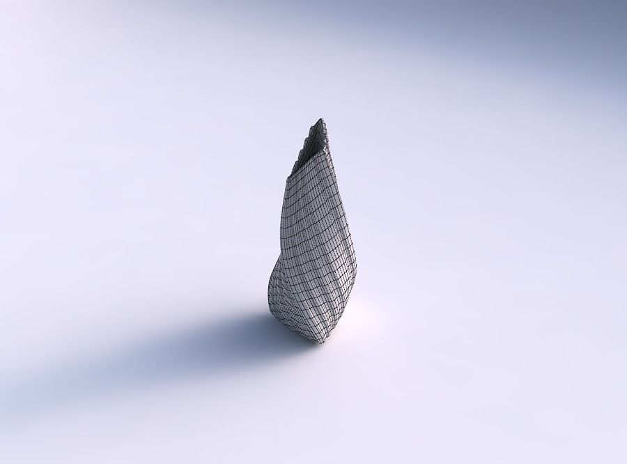 Vase twist puffy tipped triangle with smooth vertical ribbons 3D print model_5