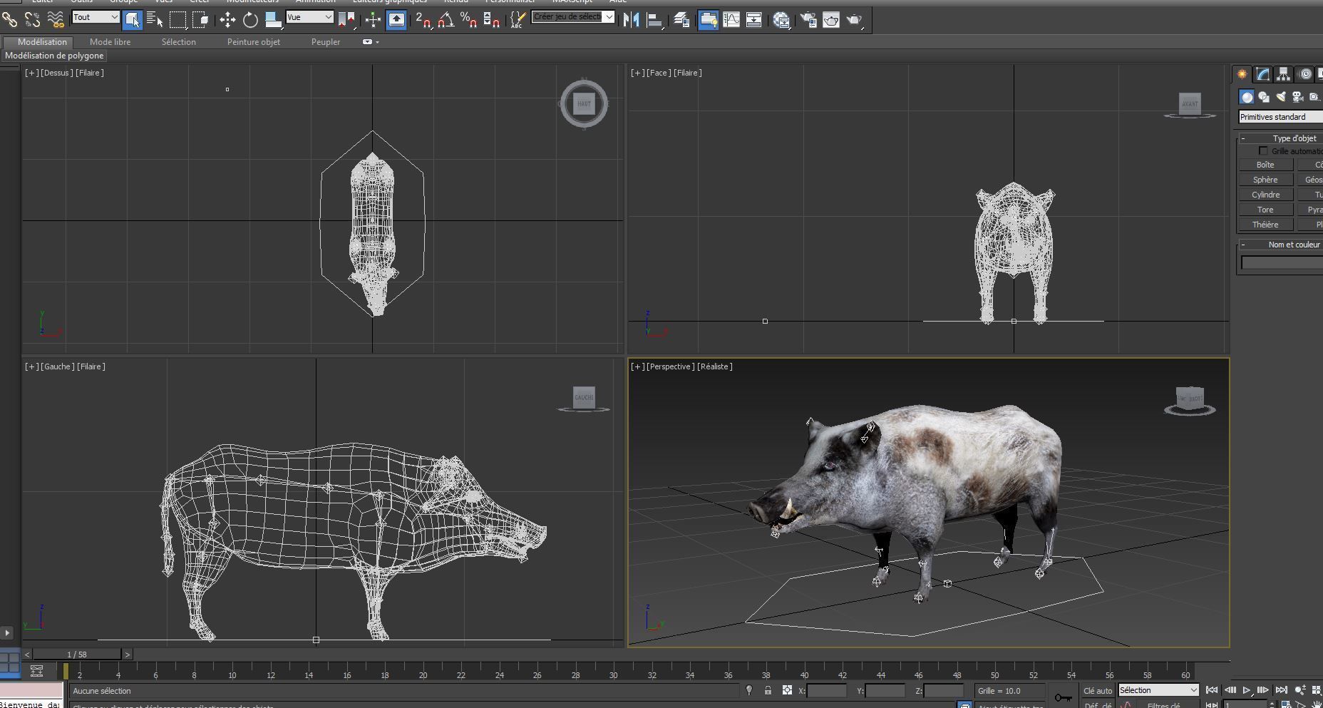 White Wild Boar Rigged and Animated 3D Model Low-poly 3D model_17
