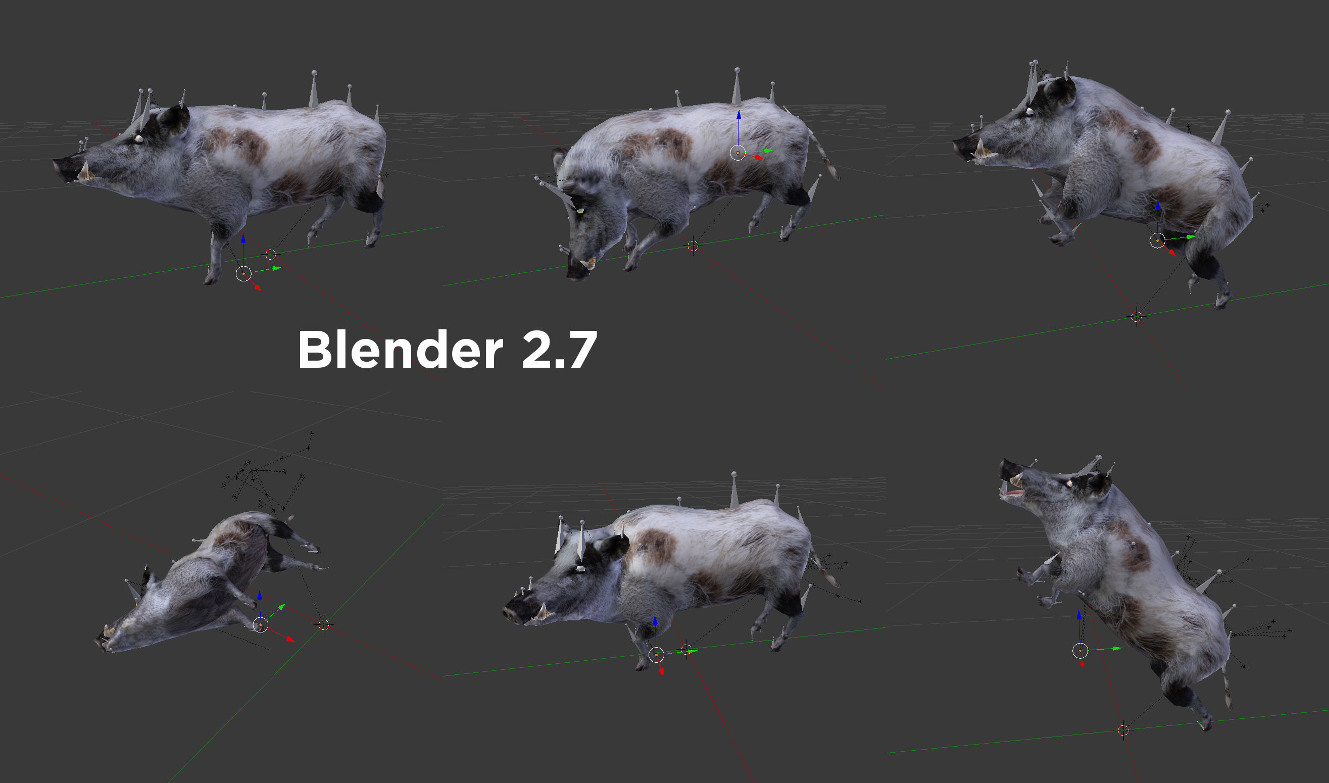 White Wild Boar Rigged and Animated 3D Model Low-poly 3D model_19
