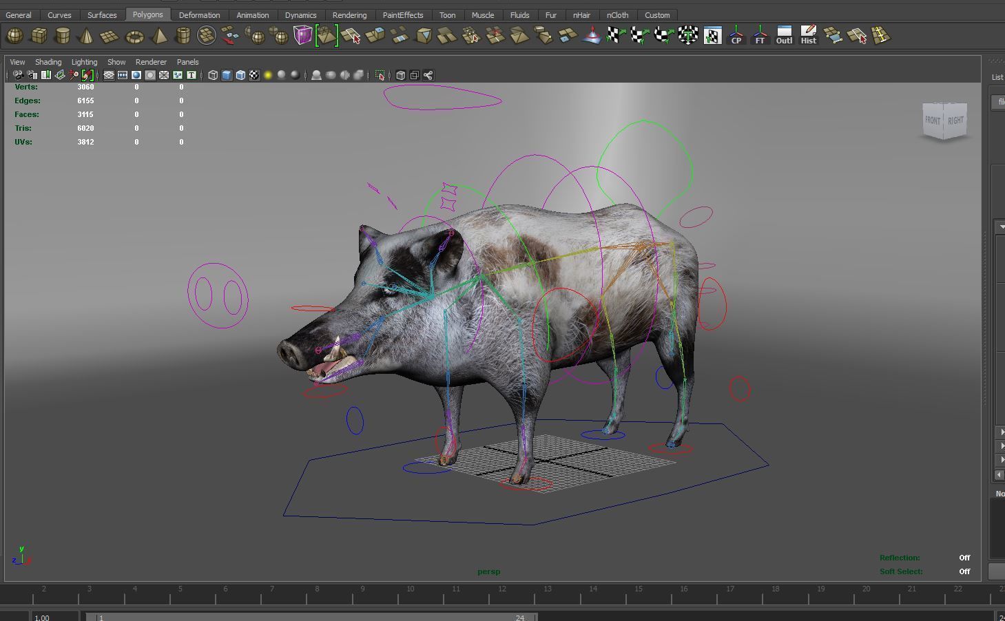 White Wild Boar Rigged and Animated 3D Model Low-poly 3D model_16