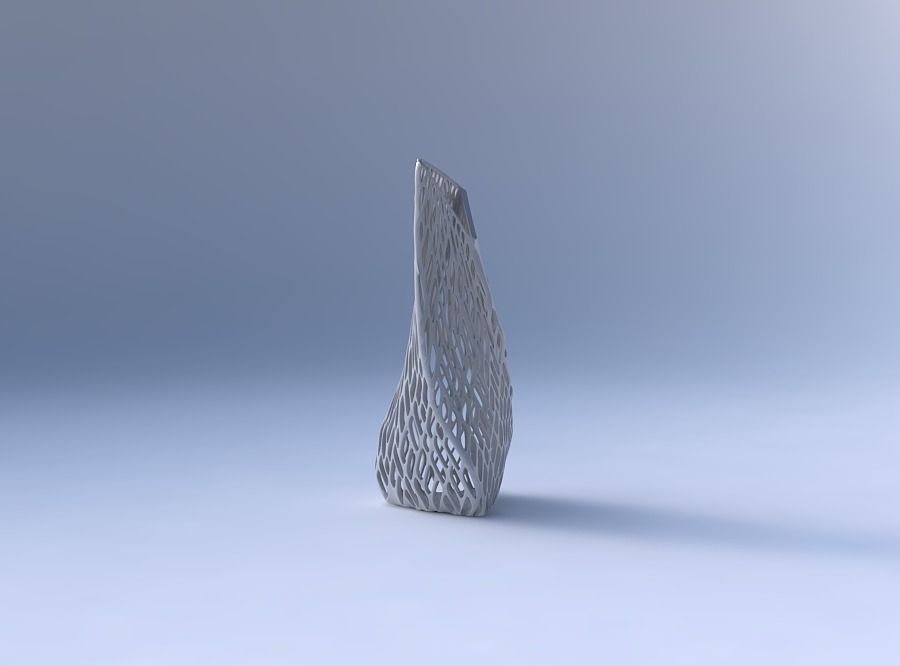 Vase twist puffy tipped triangle with twisted lattice tiles 3D print model_4