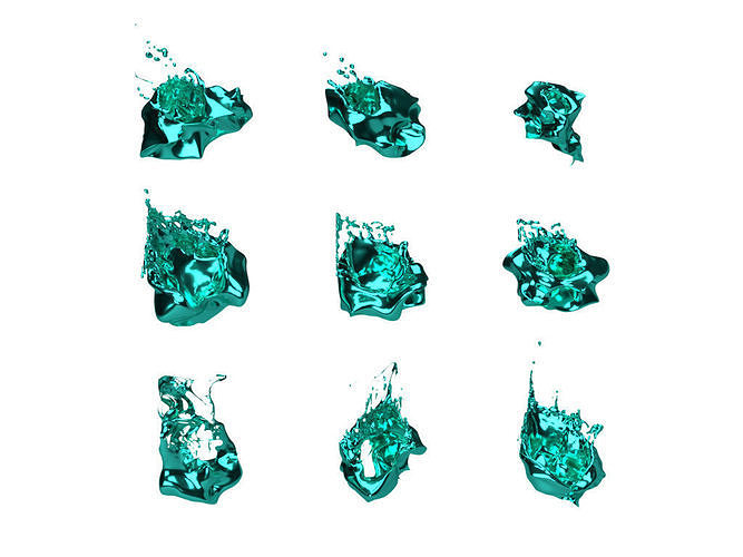 Water splash pack - blender - adobe dimension - png resources 3D model 2