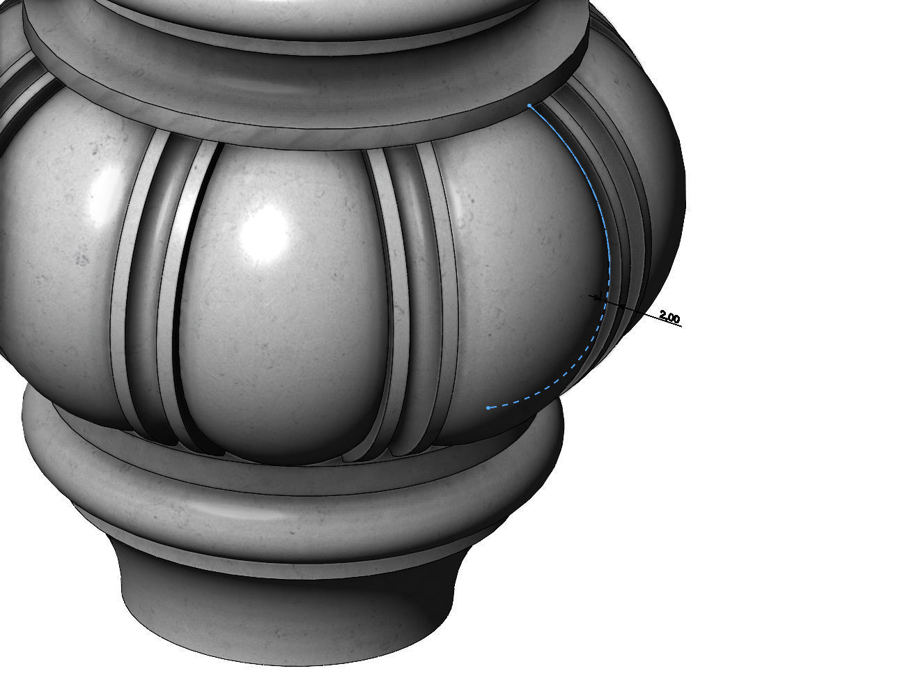 Traditional Fluted Bun Foot 3D print model_7