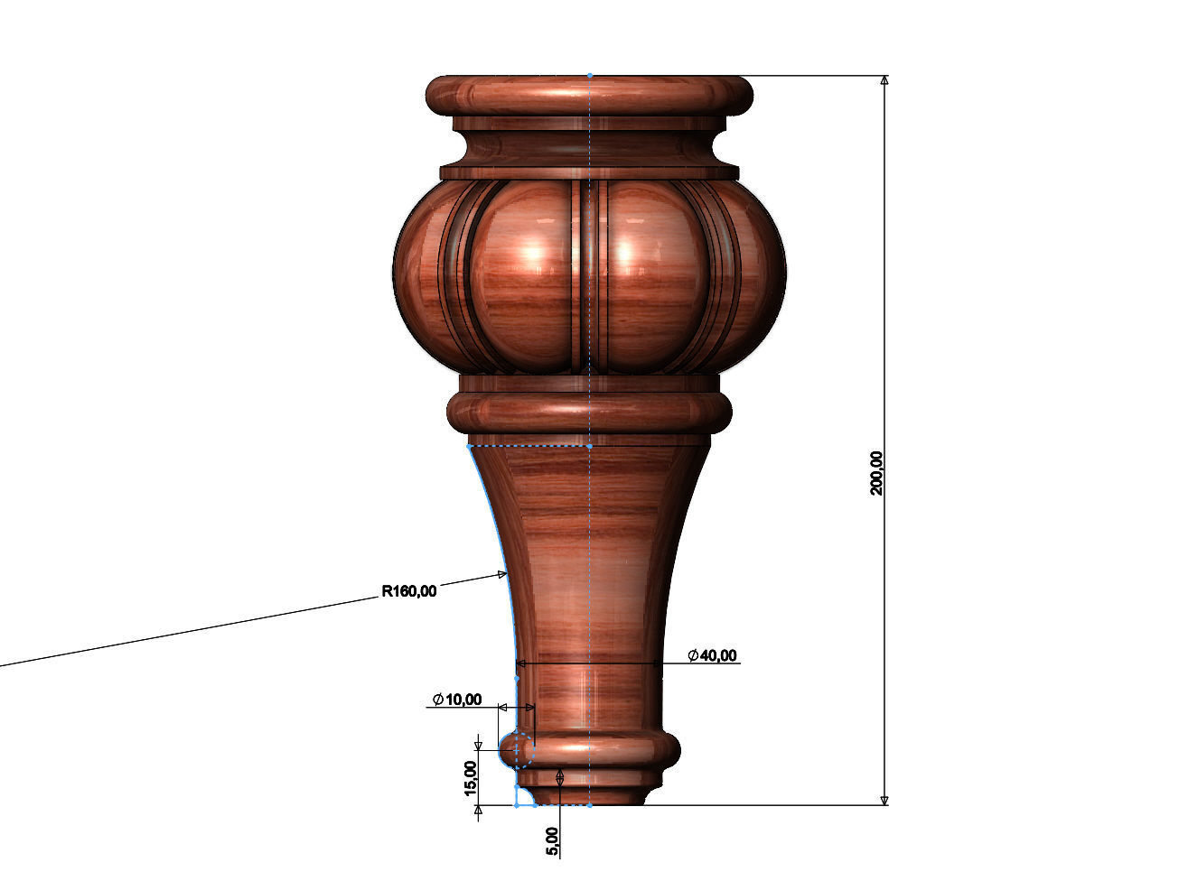 Traditional Fluted Bun Foot 3D print model_8