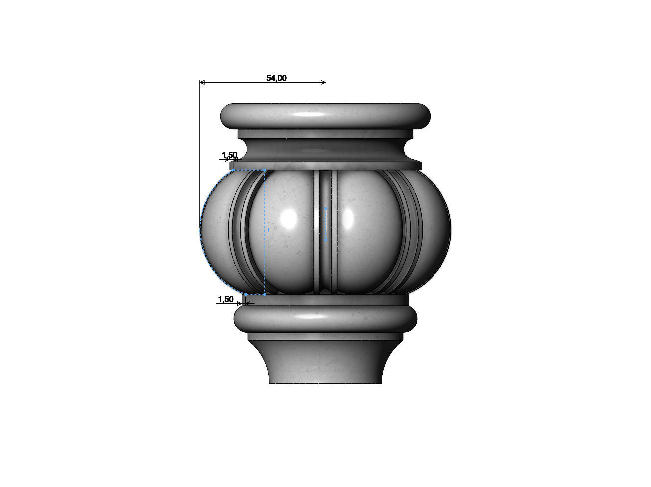 Traditional Fluted Bun Foot 3D print model_6