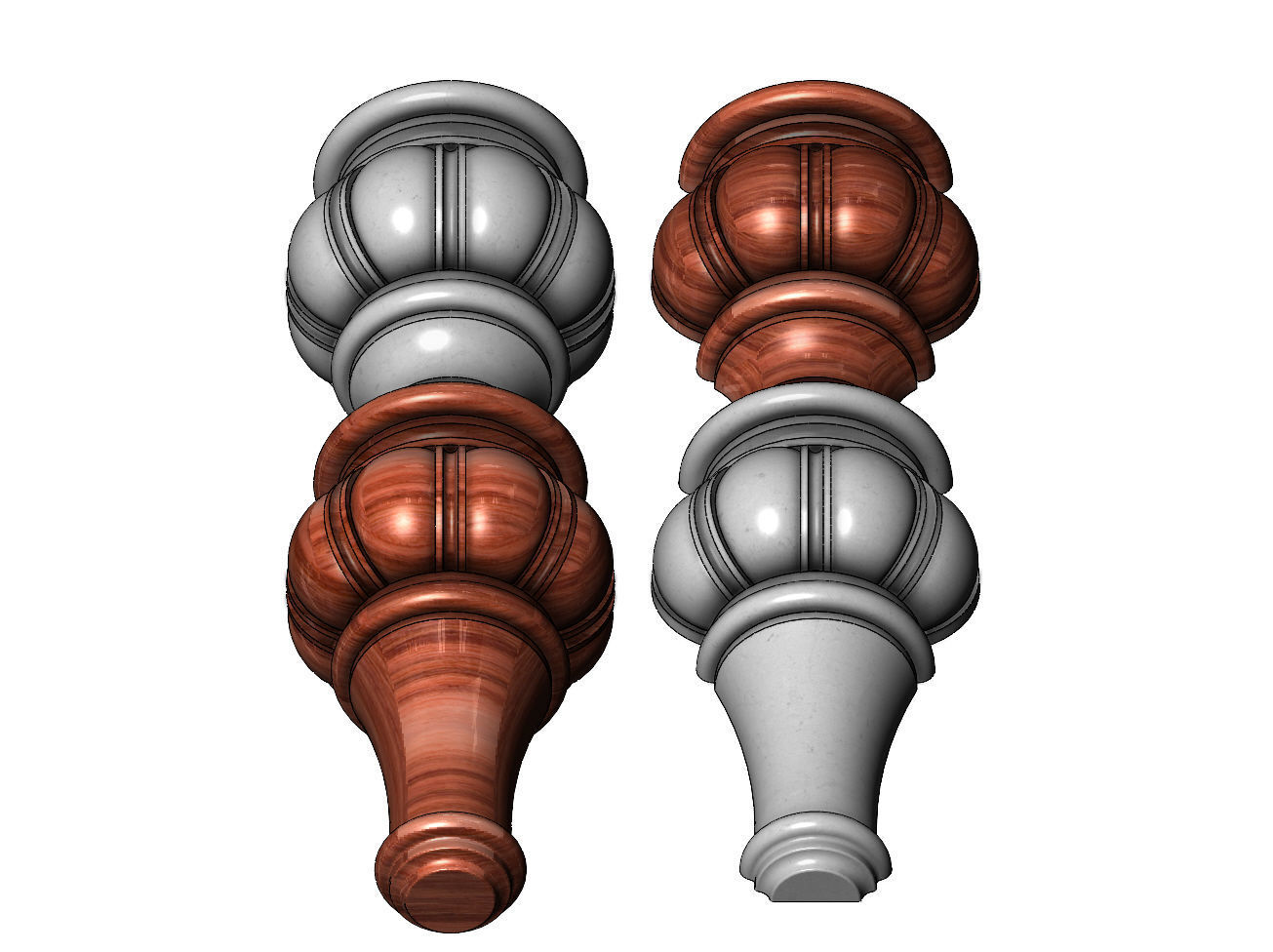 Traditional Fluted Bun Foot 3D print model_3