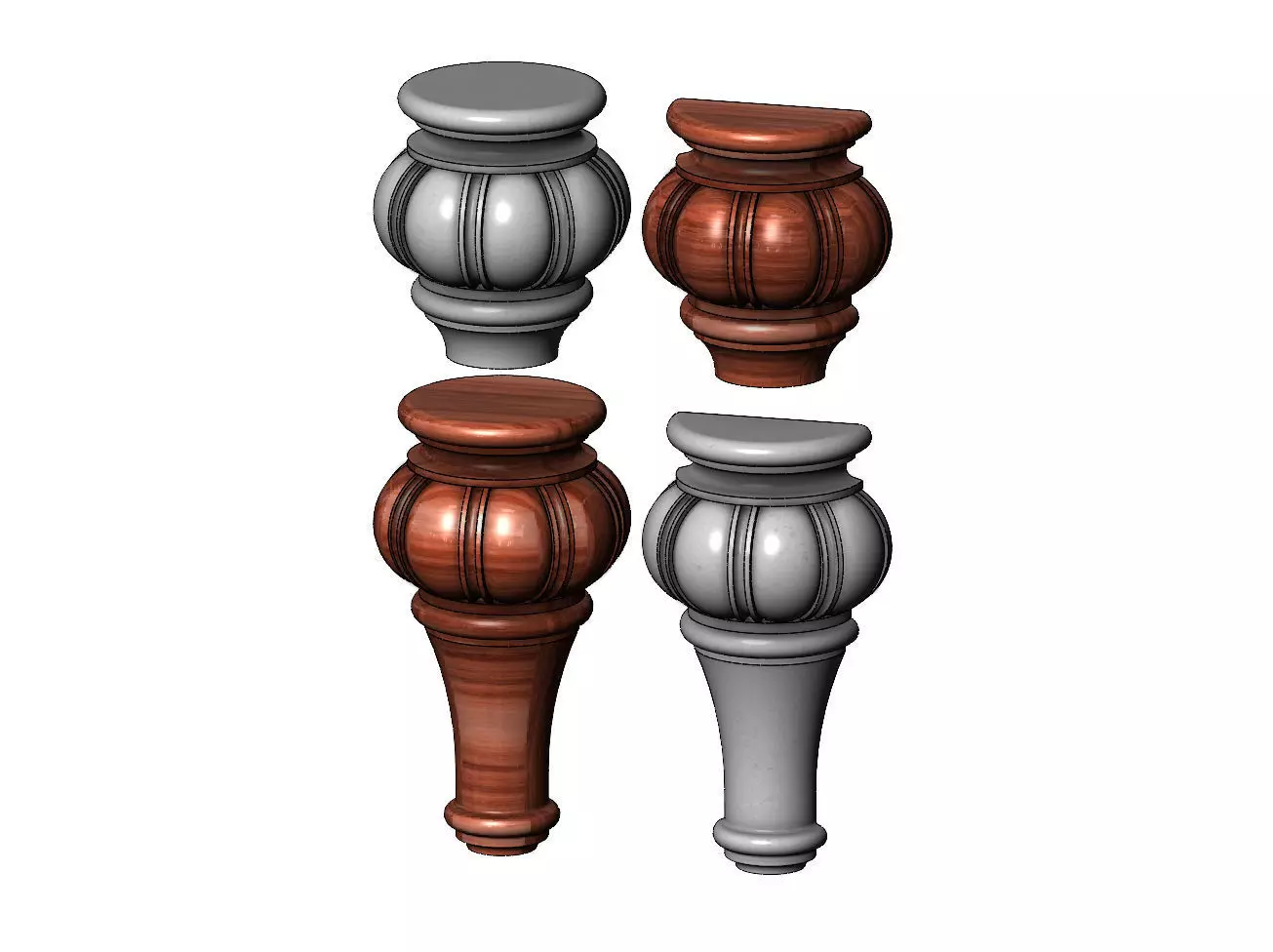 Traditional Fluted Bun Foot 3D print model_0