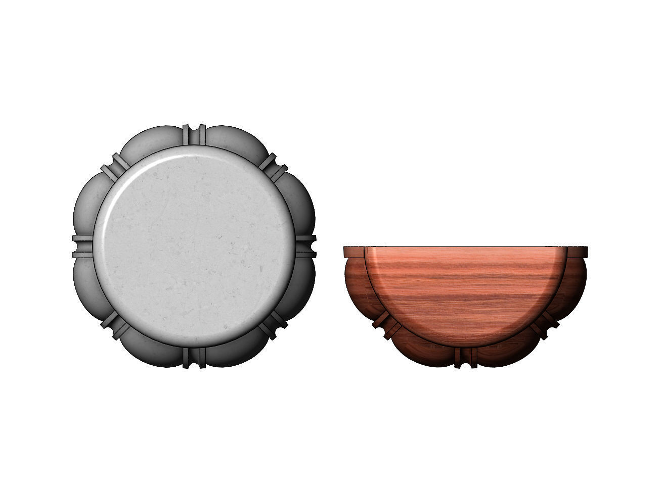 Traditional Fluted Bun Foot 3D print model_2