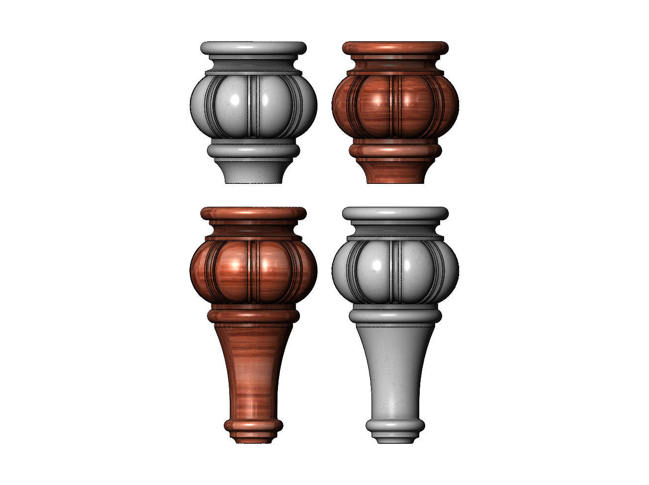 Traditional Fluted Bun Foot 3D print model_1