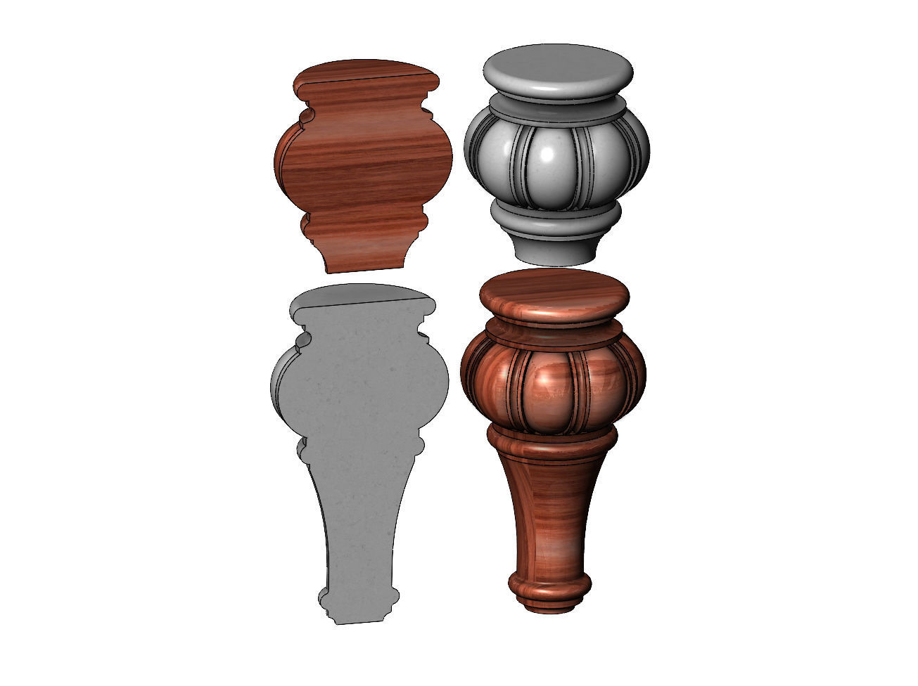 Traditional Fluted Bun Foot 3D print model_4