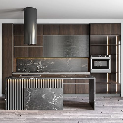 KITCHEN 1 modern design with marble counter tops 3D model