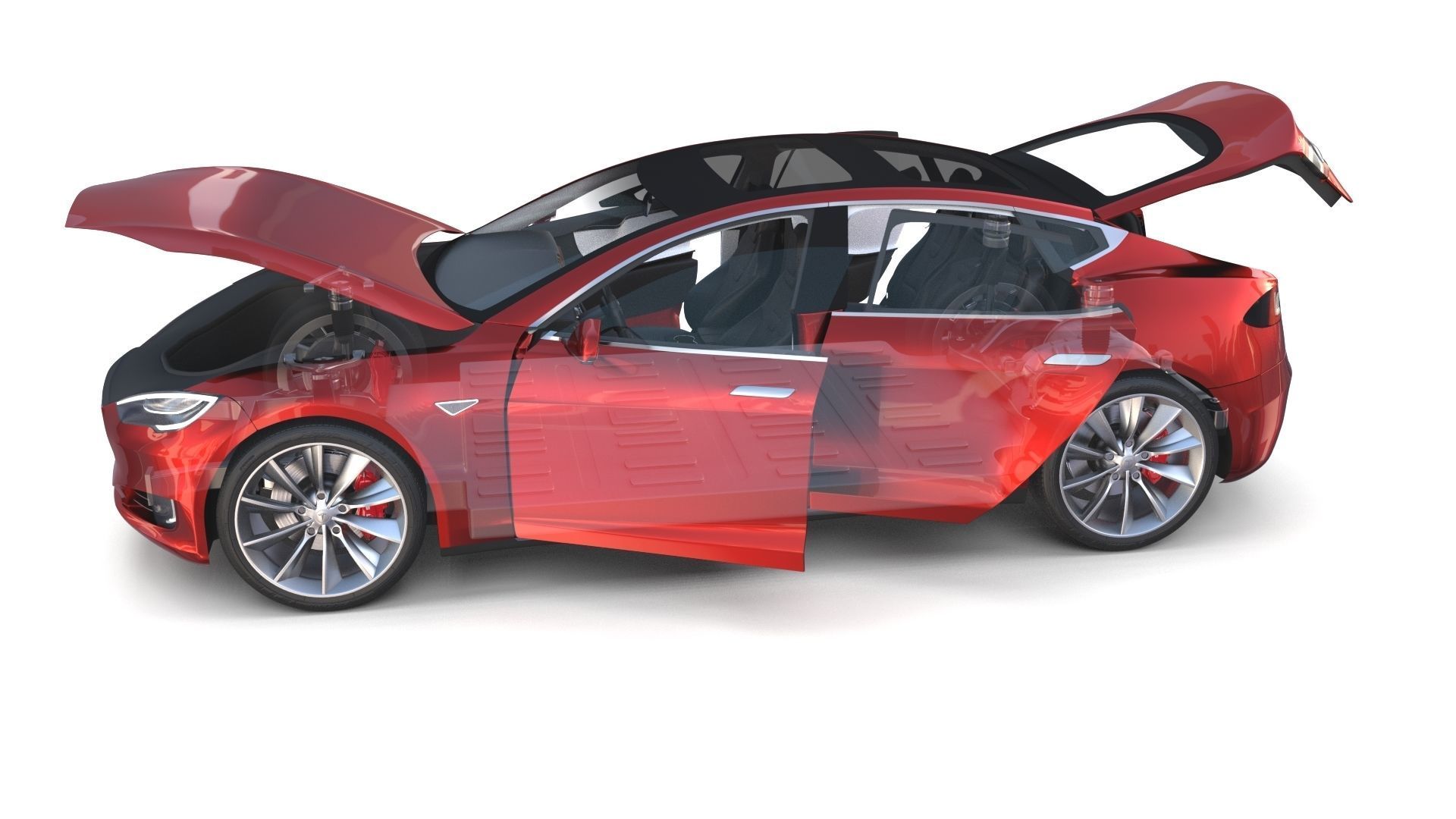 Full Tesla 2020 Vehicle Lineup with interiors and chassis 3D model_121