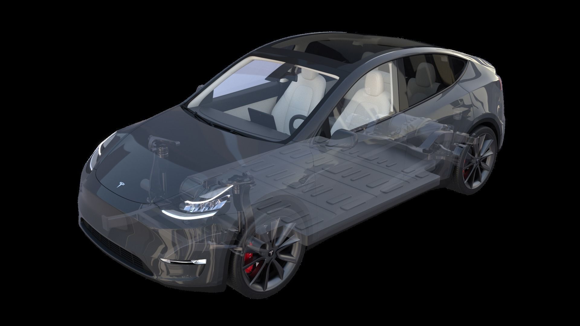Full Tesla 2020 Vehicle Lineup with interiors and chassis 3D model_8
