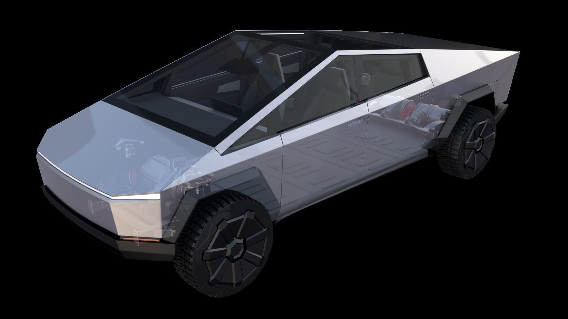 Full Tesla 2020 Vehicle Lineup with interiors and chassis 3D model_7