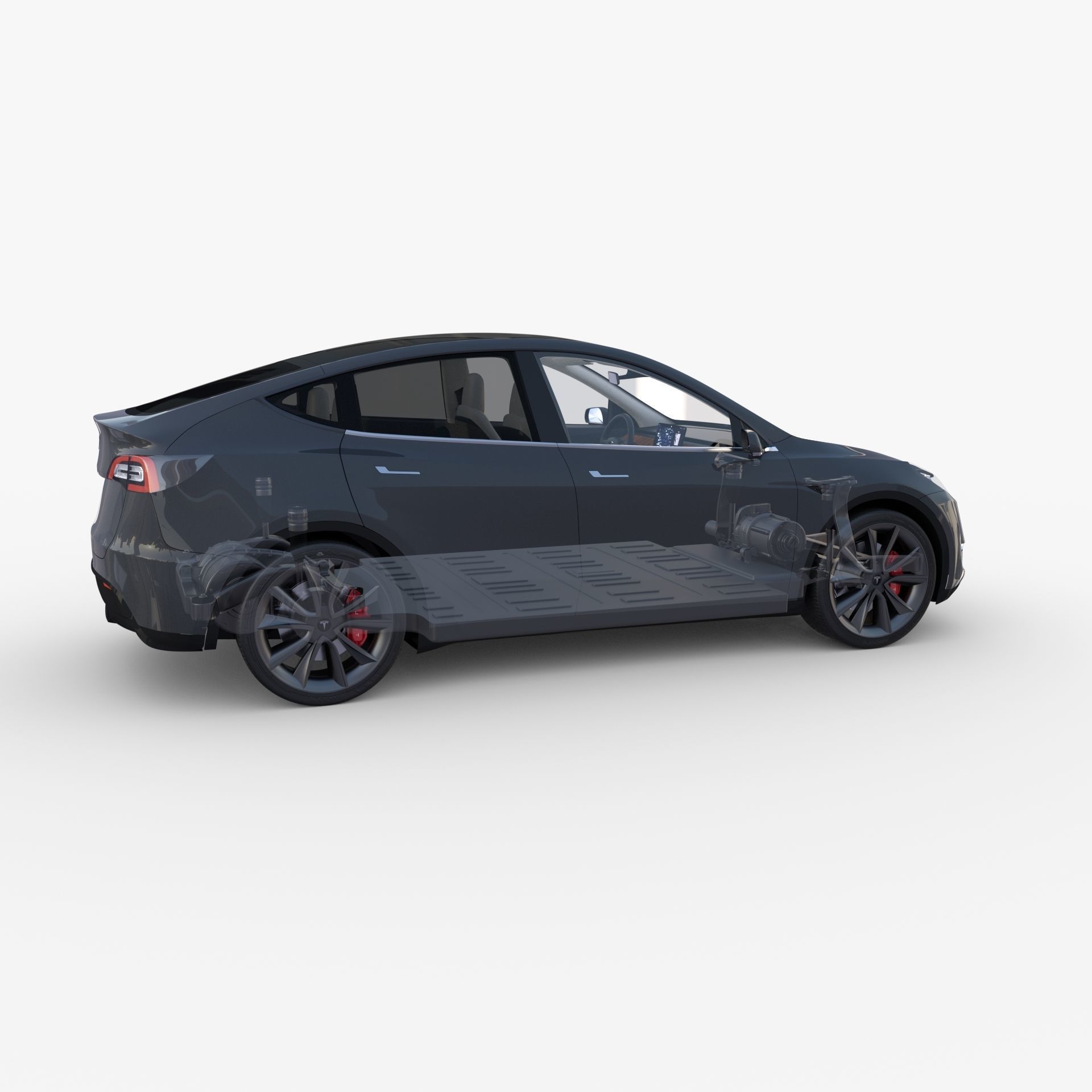 Full Tesla 2020 Vehicle Lineup with interiors and chassis 3D model_130