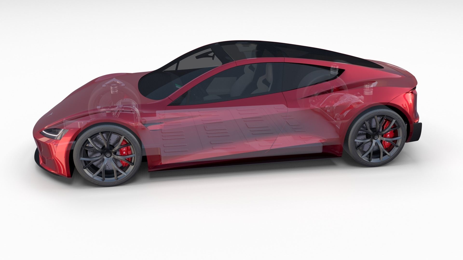 Full Tesla 2020 Vehicle Lineup with interiors and chassis 3D model_29