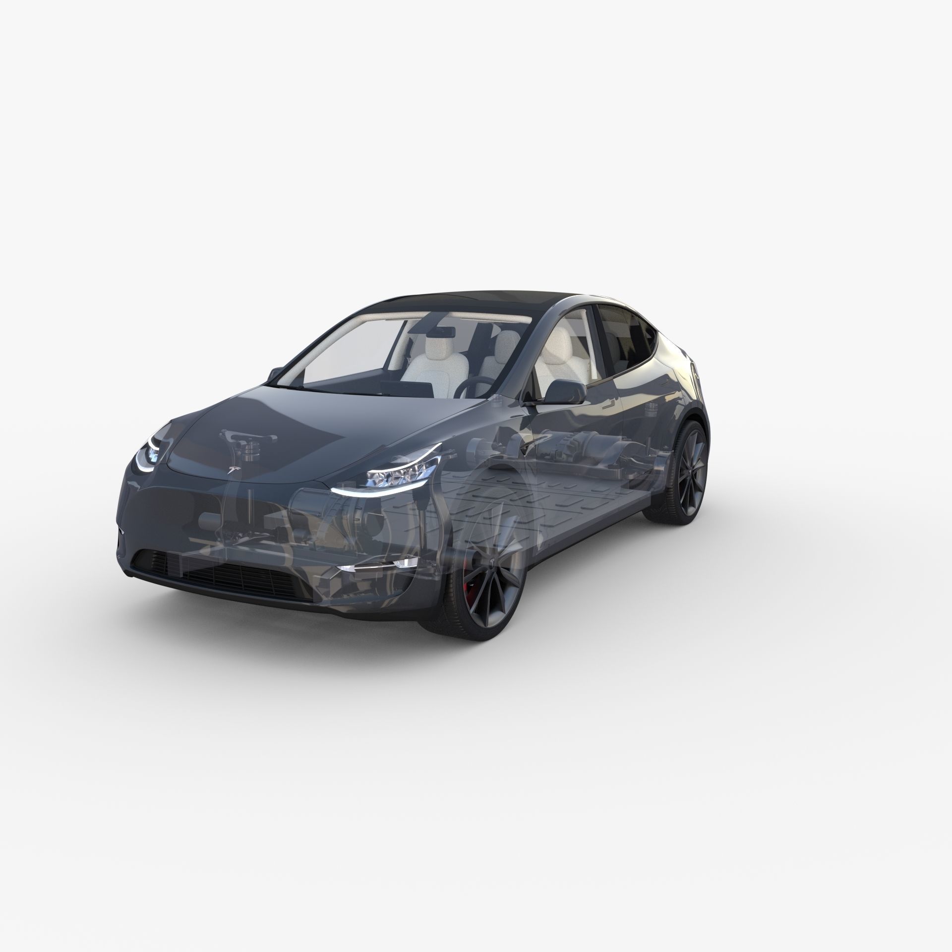 Full Tesla 2020 Vehicle Lineup with interiors and chassis 3D model_127