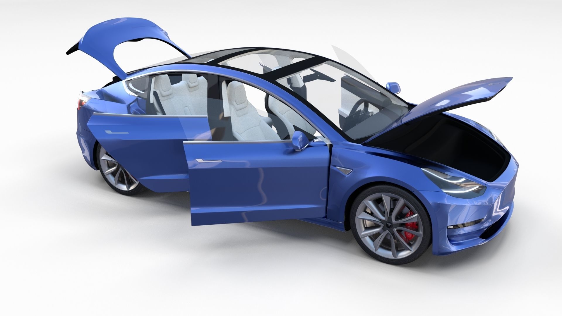 Full Tesla 2020 Vehicle Lineup with interiors and chassis 3D model_106