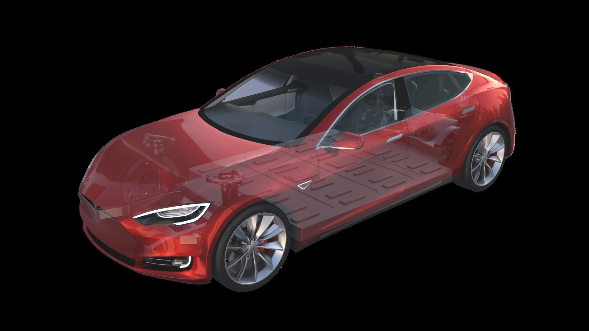 Full Tesla 2020 Vehicle Lineup with interiors and chassis 3D model_3