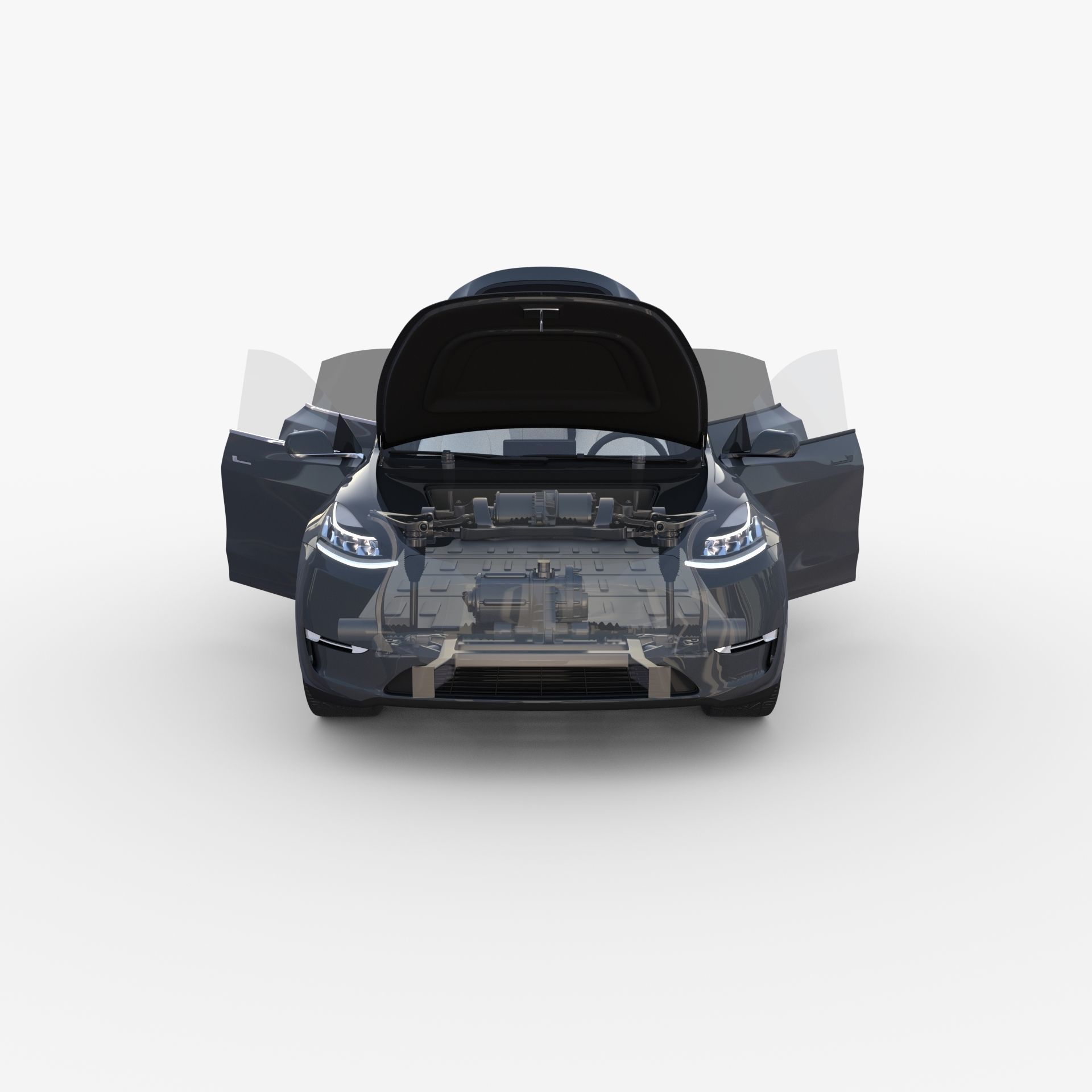 Full Tesla 2020 Vehicle Lineup with interiors and chassis 3D model_78