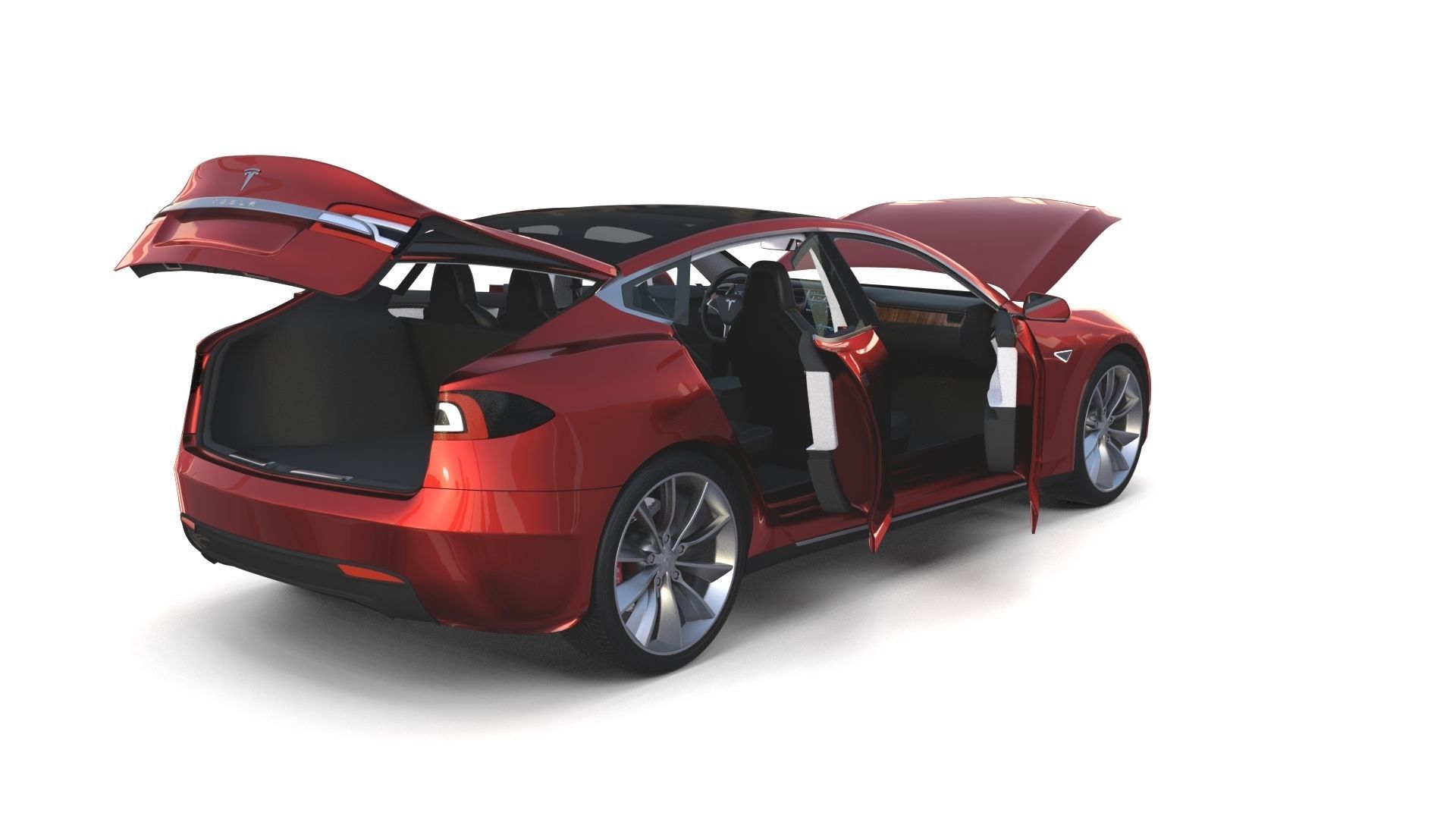 Full Tesla 2020 Vehicle Lineup with interiors and chassis 3D model_72