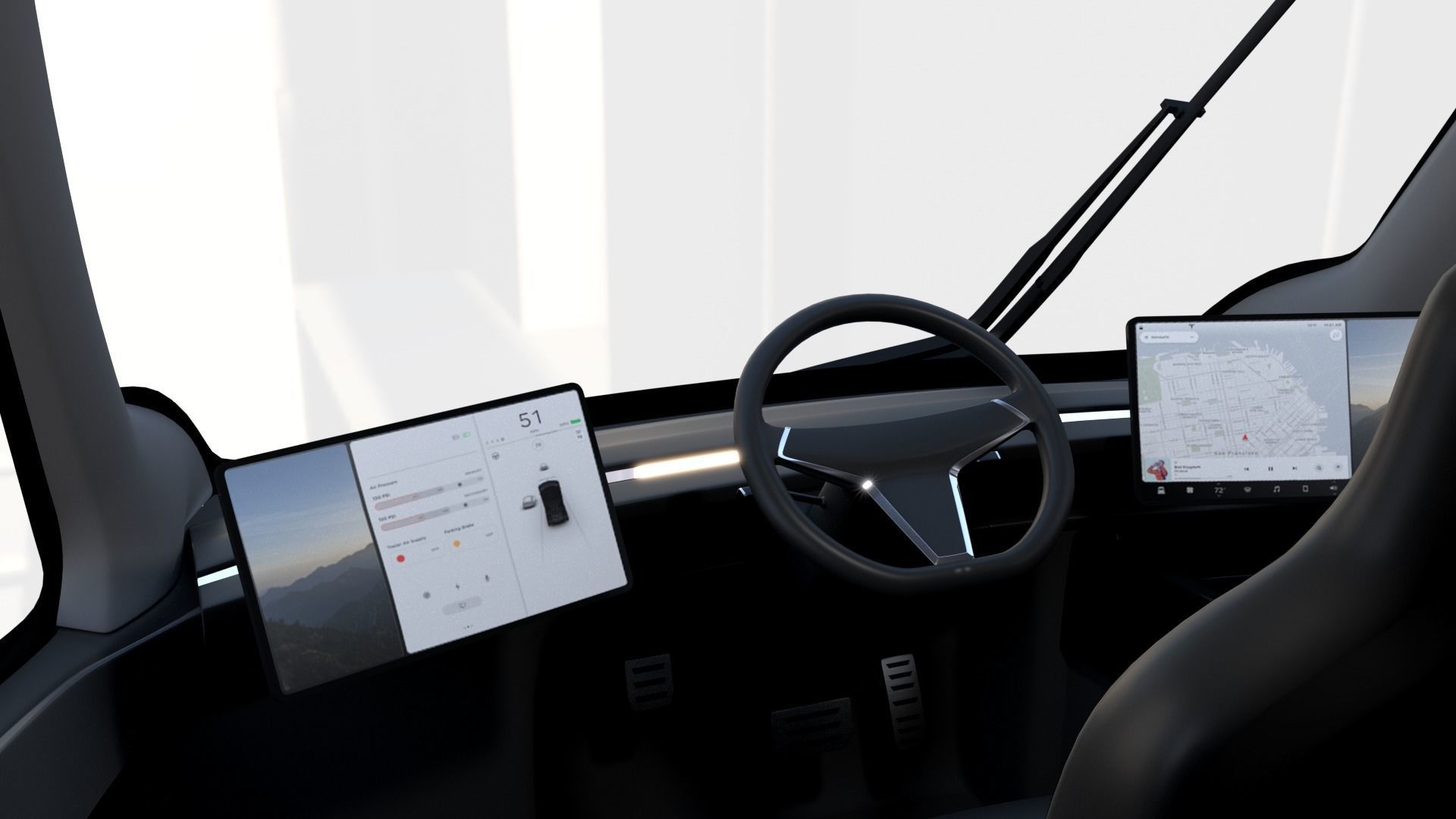 Full Tesla 2020 Vehicle Lineup with interiors and chassis 3D model_13