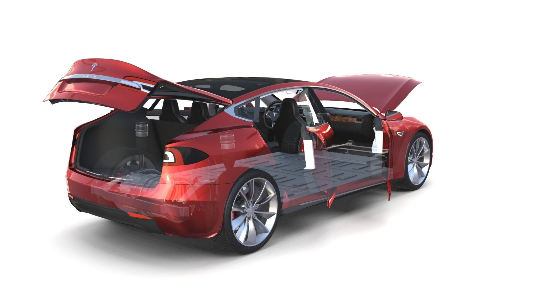Full Tesla 2020 Vehicle Lineup with interiors and chassis 3D model_120