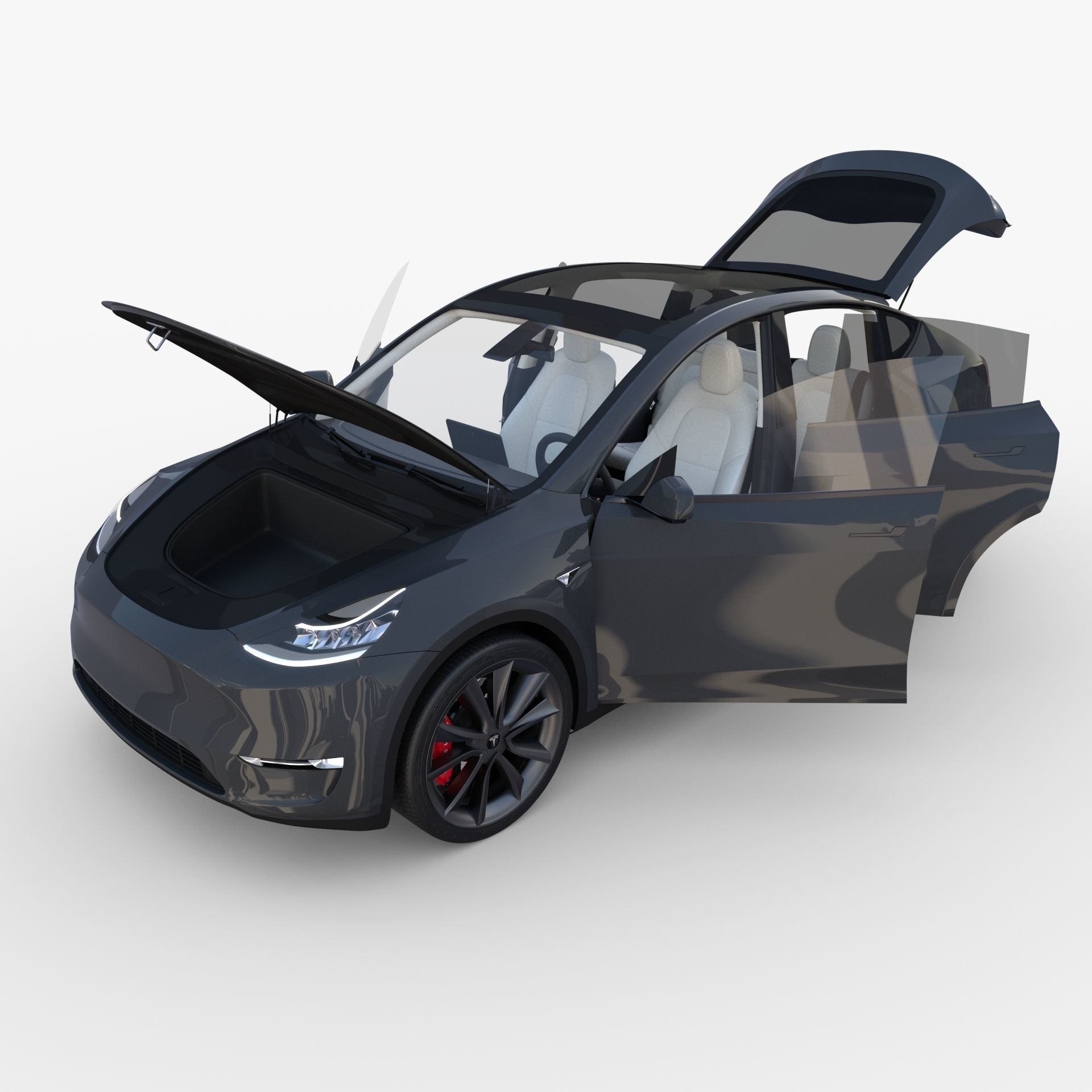 Full Tesla 2020 Vehicle Lineup with interiors and chassis 3D model_139