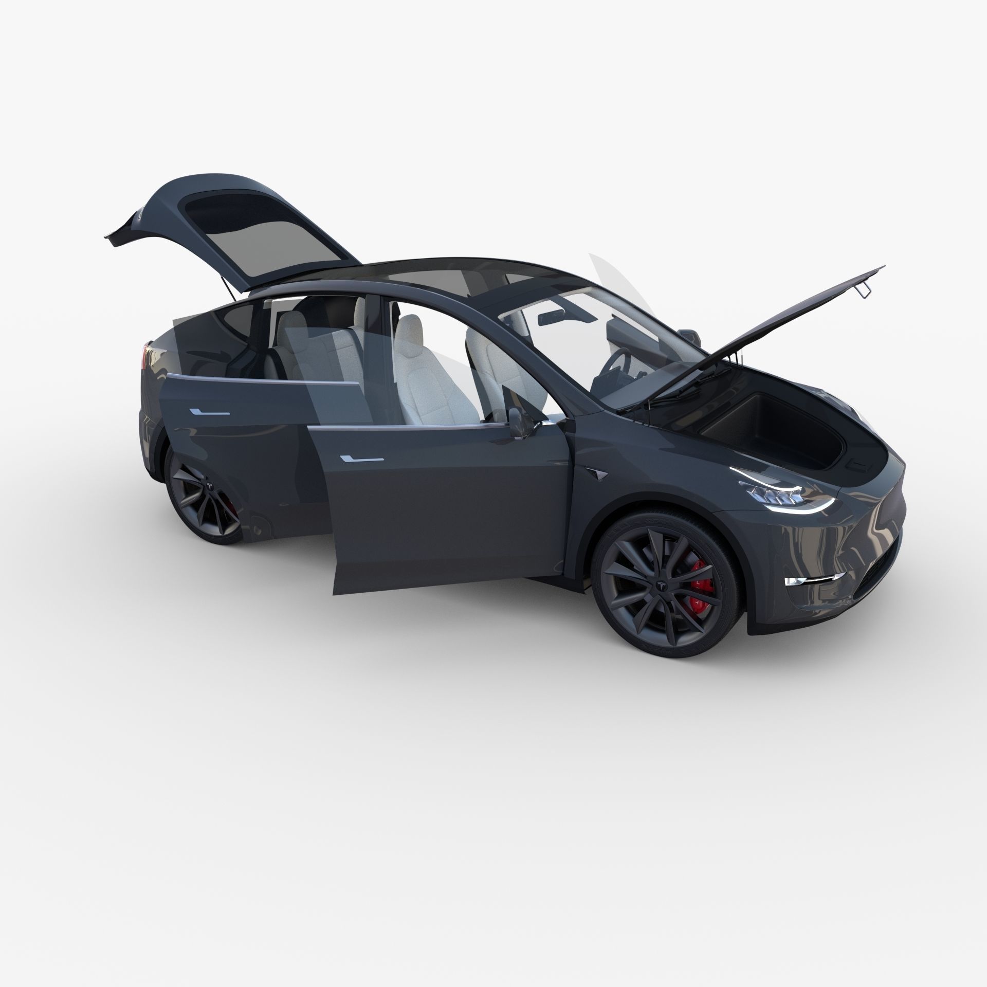 Full Tesla 2020 Vehicle Lineup with interiors and chassis 3D model_138