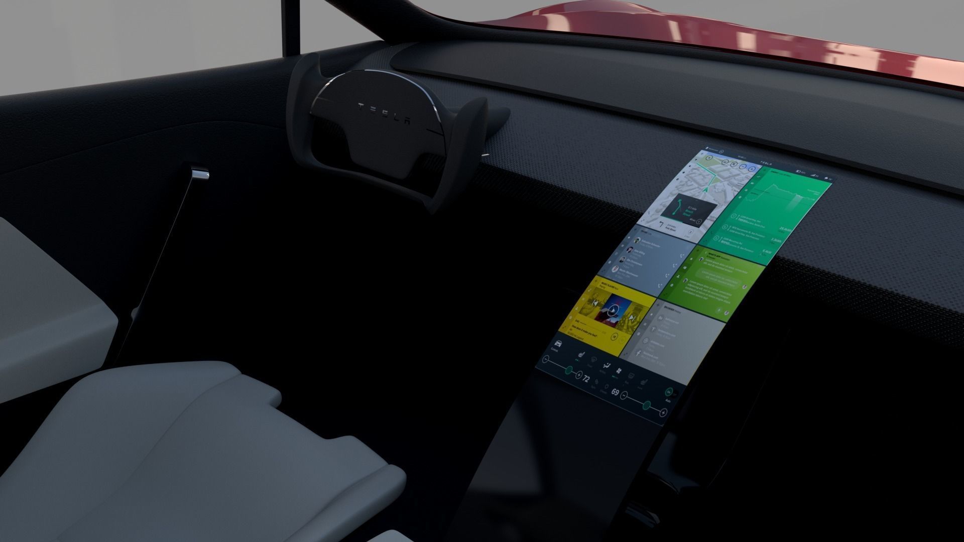Full Tesla 2020 Vehicle Lineup with interiors and chassis 3D model_10