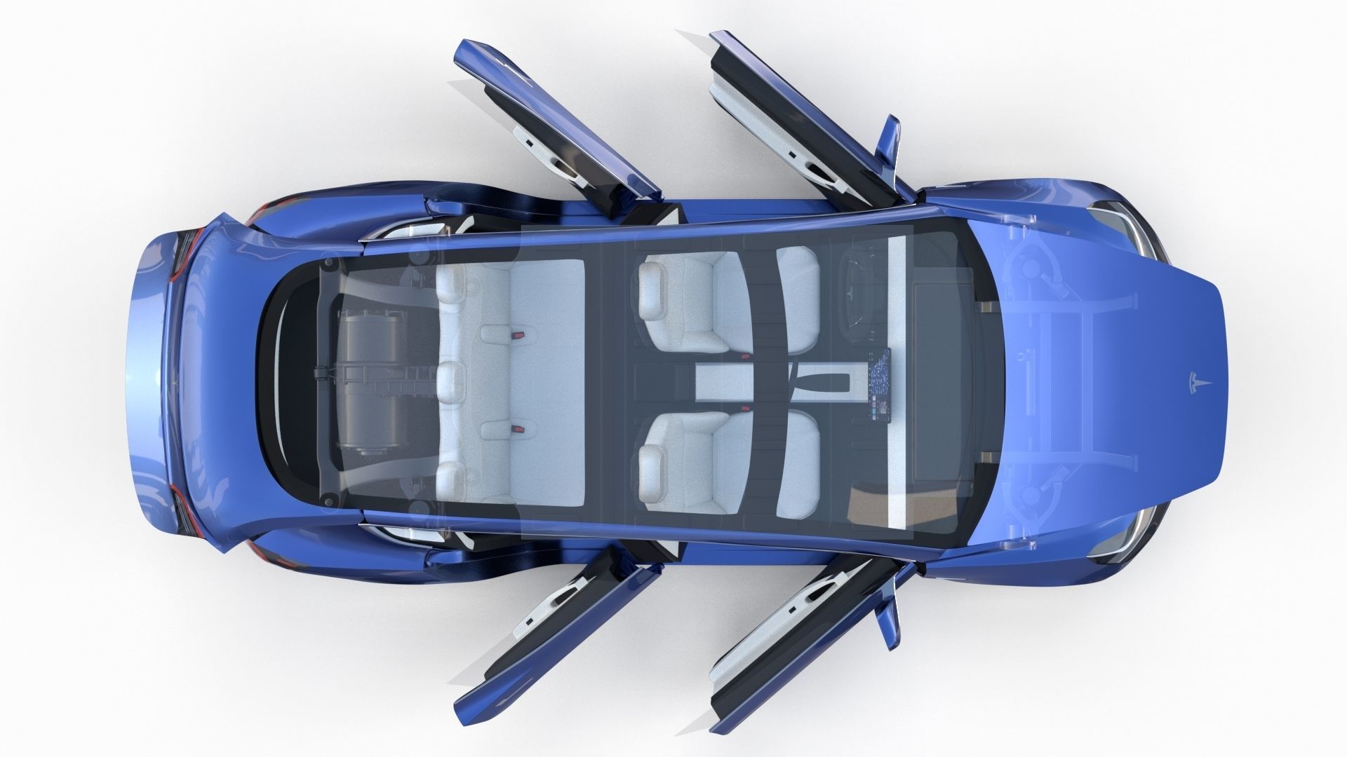 Full Tesla 2020 Vehicle Lineup with interiors and chassis 3D model_16