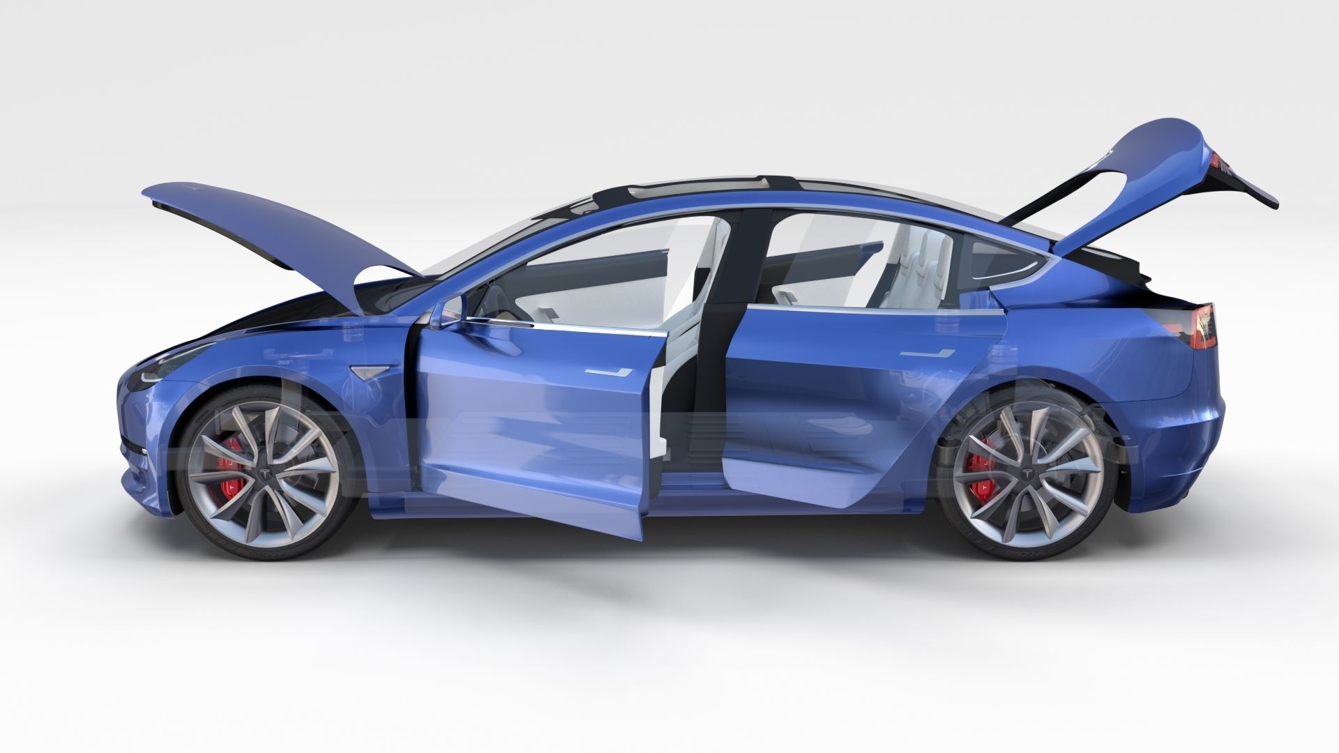 Full Tesla 2020 Vehicle Lineup with interiors and chassis 3D model_109