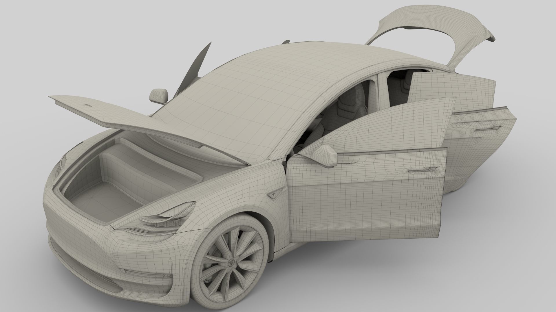 Full Tesla 2020 Vehicle Lineup with interiors and chassis 3D model_31