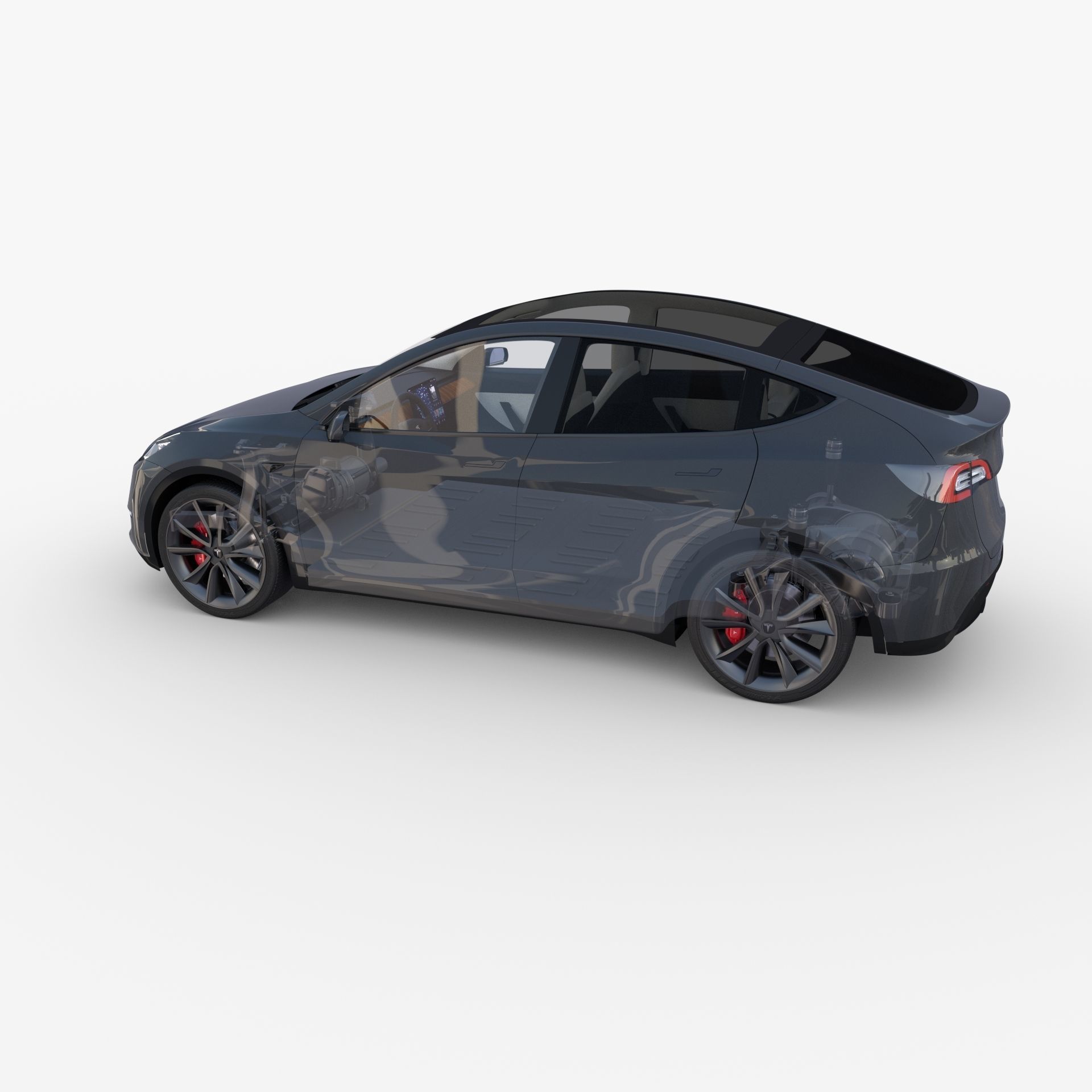 Full Tesla 2020 Vehicle Lineup with interiors and chassis 3D model_25