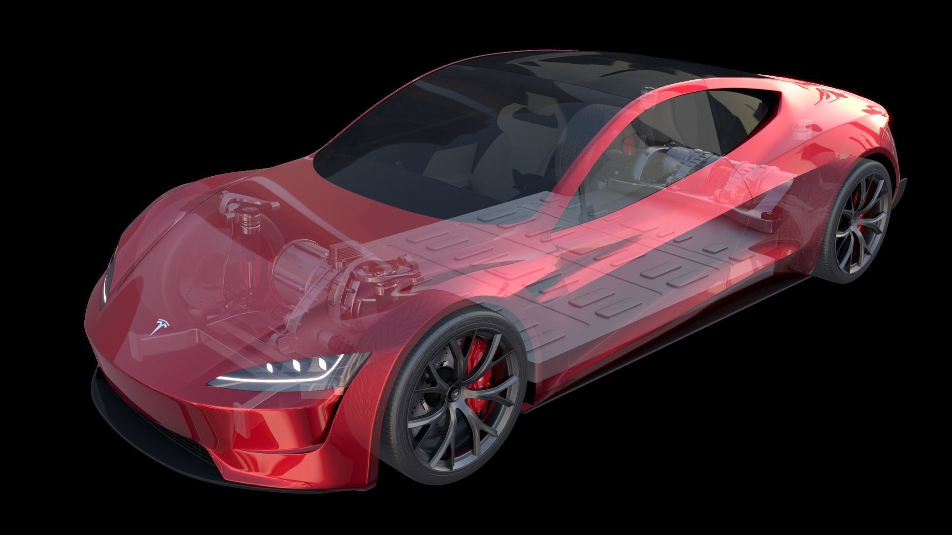 Full Tesla 2020 Vehicle Lineup with interiors and chassis 3D model_5