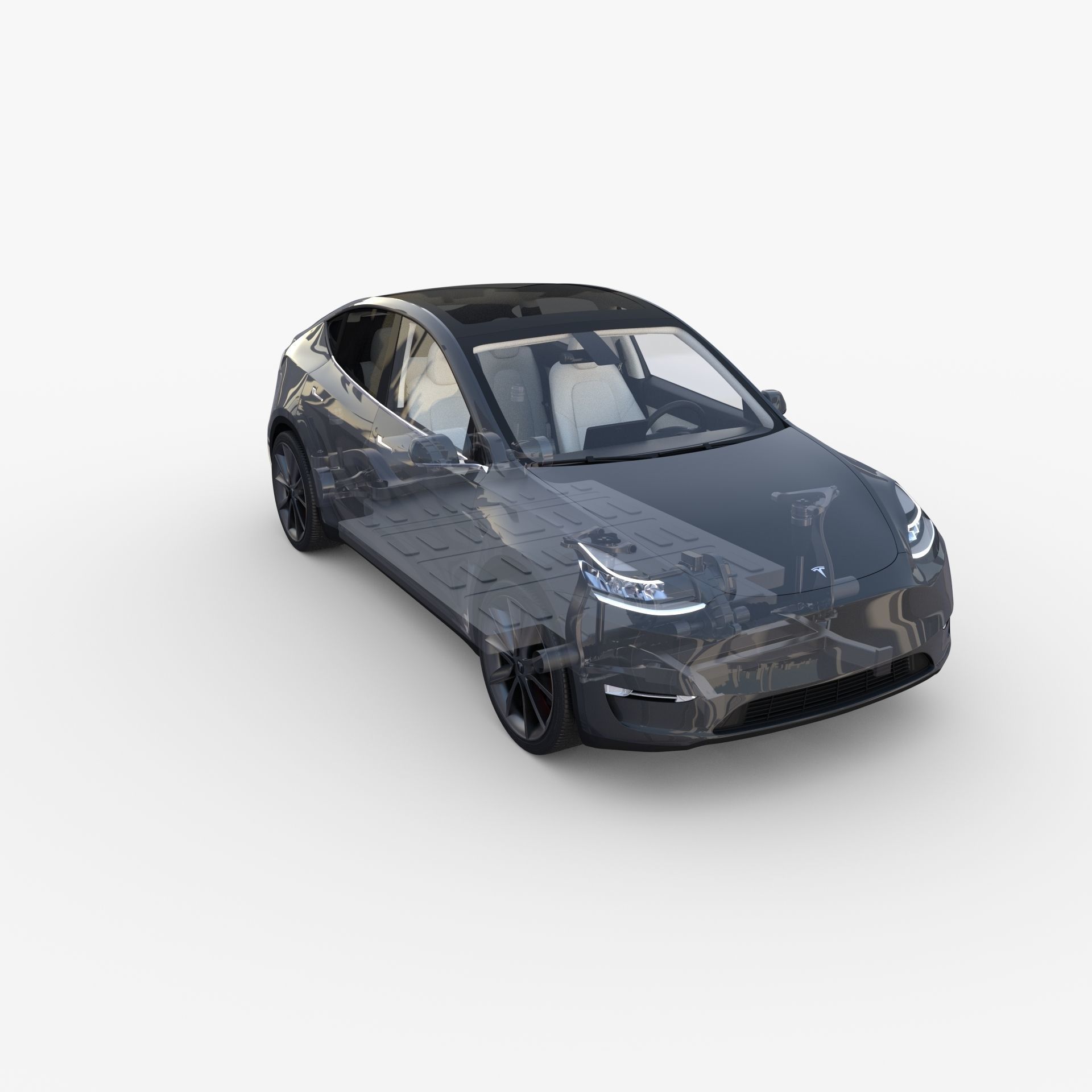 Full Tesla 2020 Vehicle Lineup with interiors and chassis 3D model_20